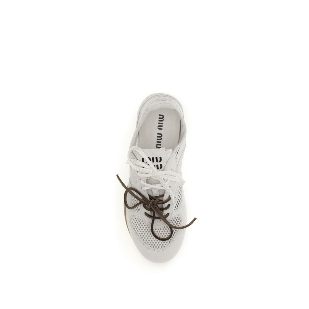 Miu Miu White Polyester Athletic Sneakers