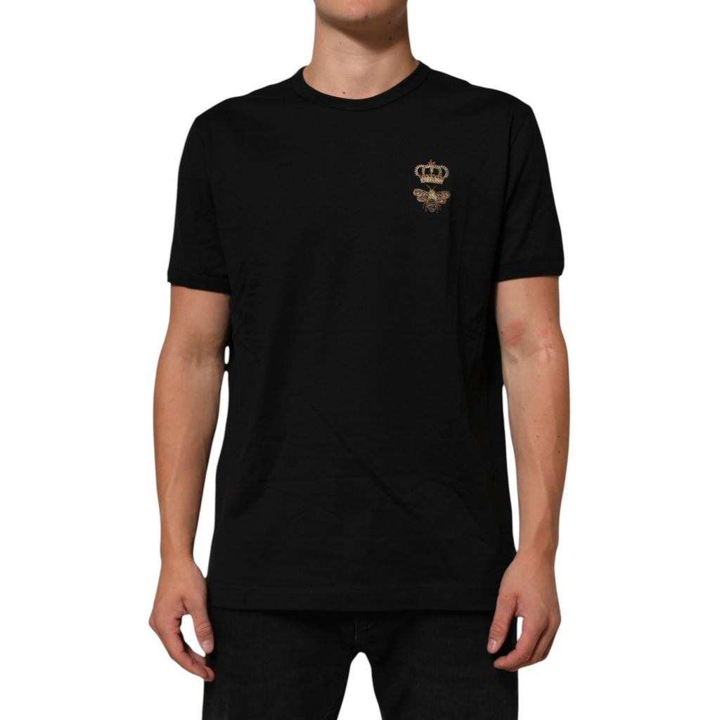 Dolce & Gabbana Black Crown Bee Cotton Short Sleeve T-shirt