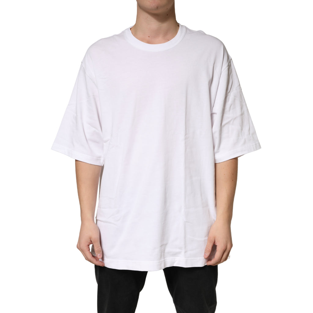 Dolce & Gabbana White Cotton Crewneck Short Sleeve T-Shirt