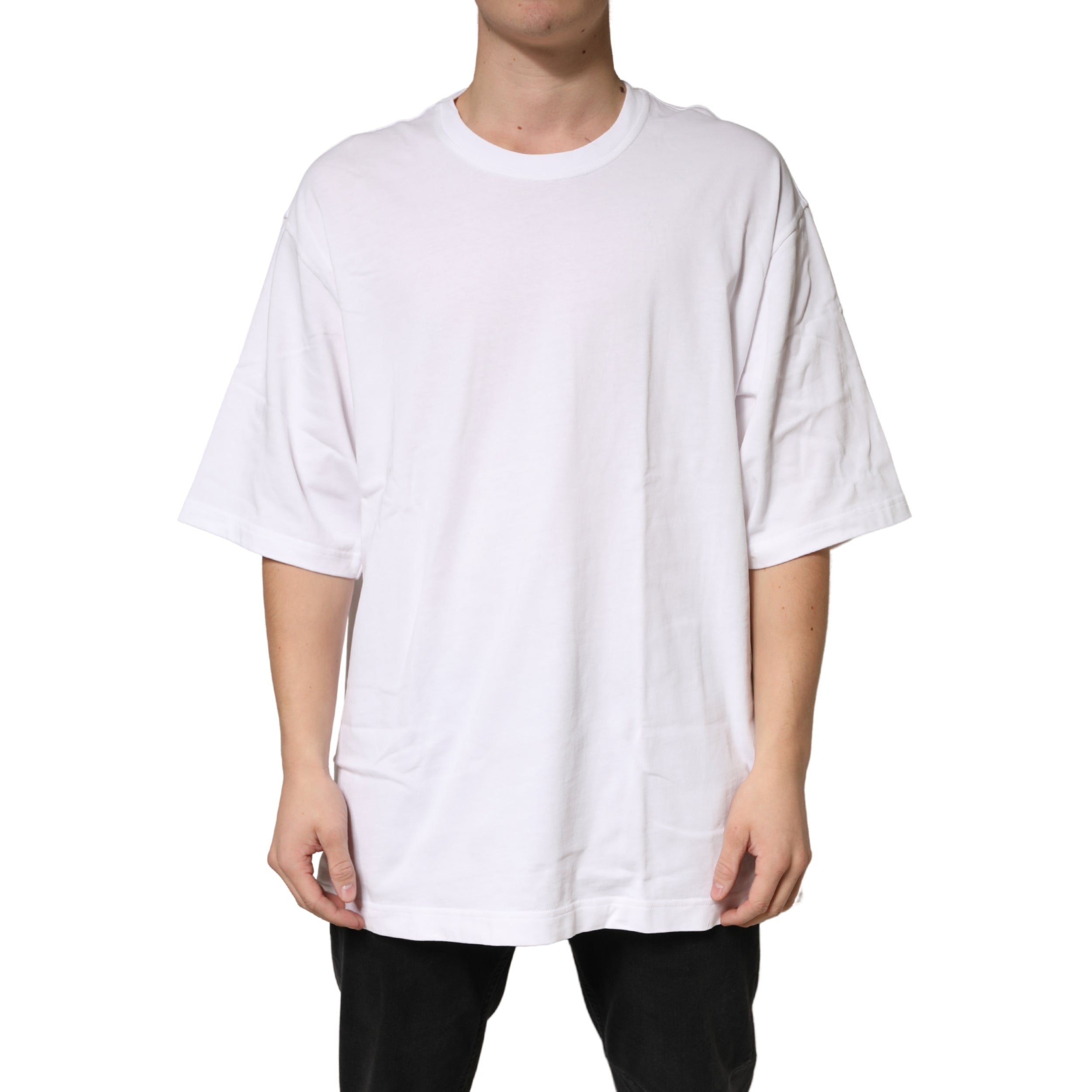 Dolce & Gabbana White Cotton Crewneck Short Sleeve T-Shirt
