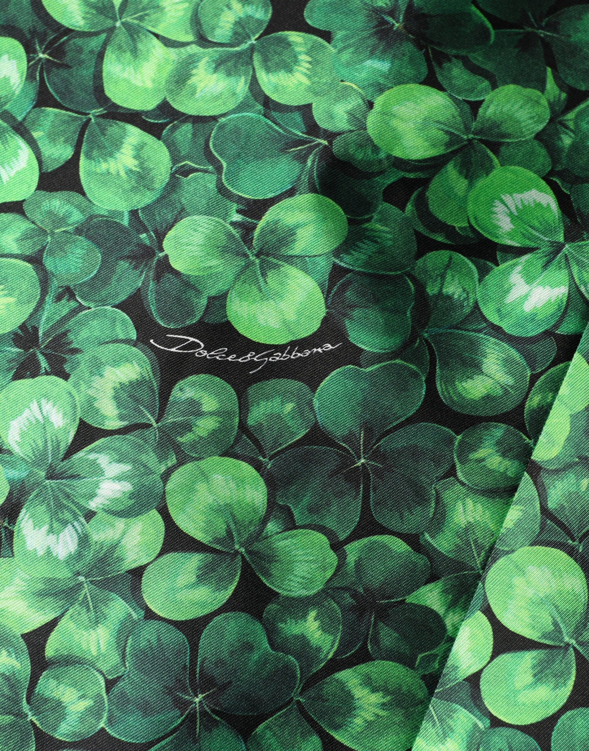 Dolce & Gabbana Green Clover Print Sleeveless A-Line  Dress