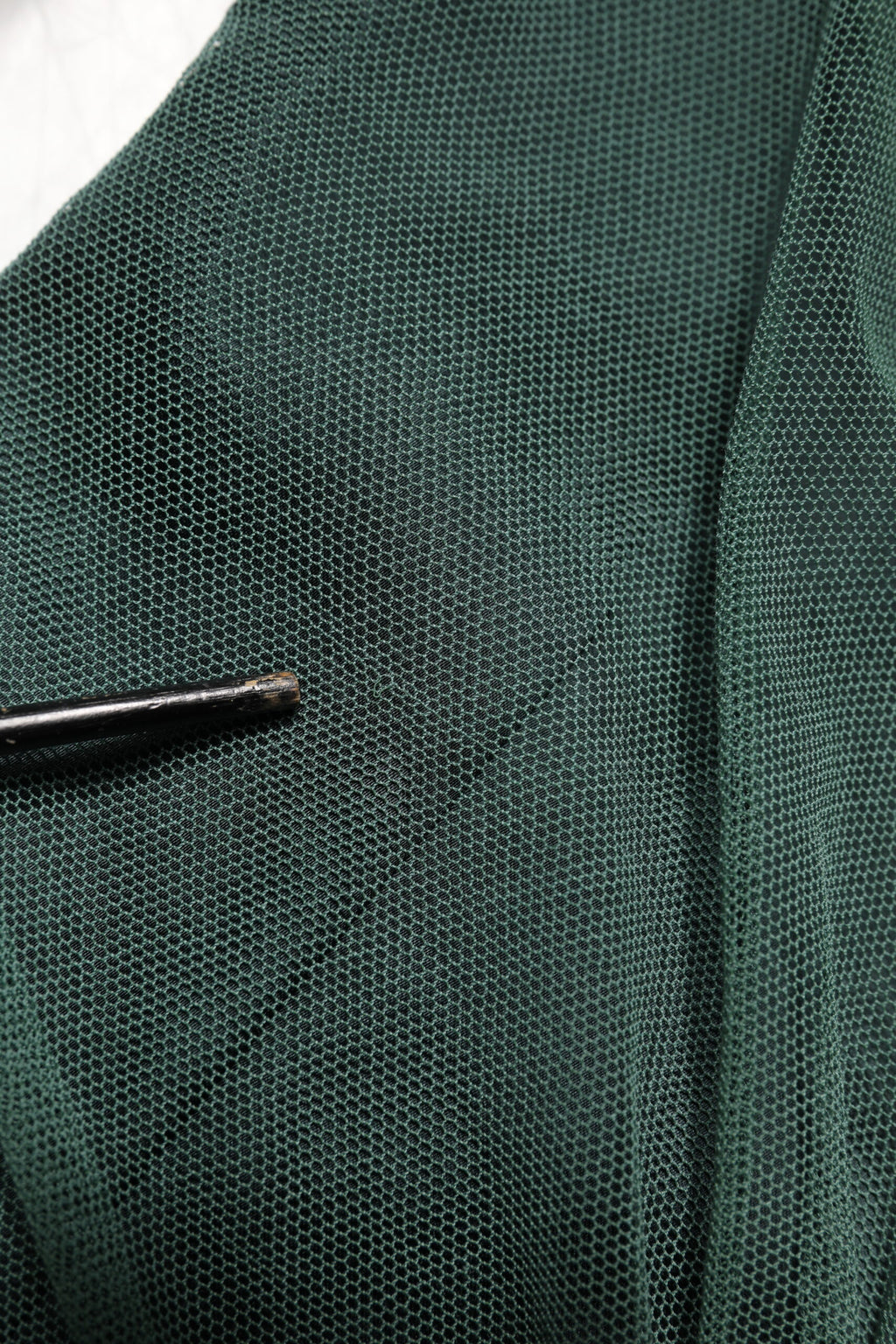 Dolce & Gabbana Green Ruched Mesh Sheer Sleeves Midi Dress