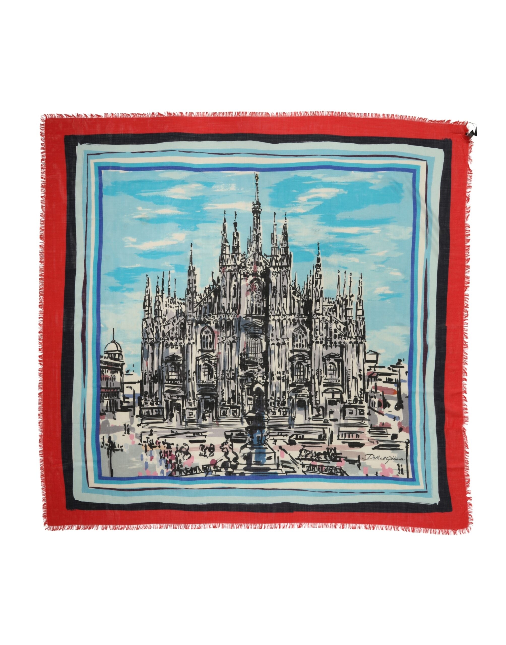 Dolce & Gabbana Multicolor Milano Print Cashmere 134cm x 130cm Men Scarf