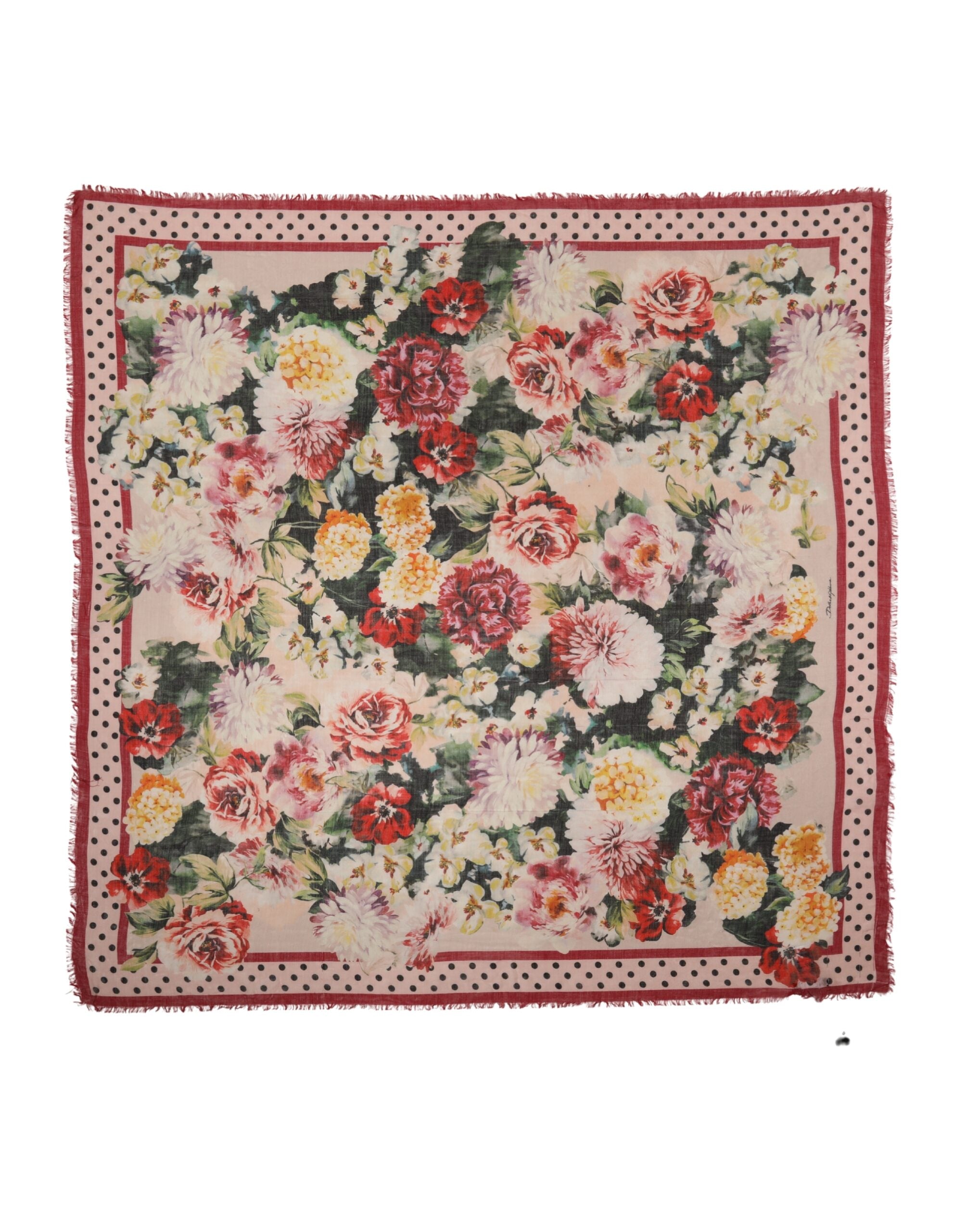 Dolce & Gabbana Multicolor Floral Print Square Stole 133cm x 133cm Scarf