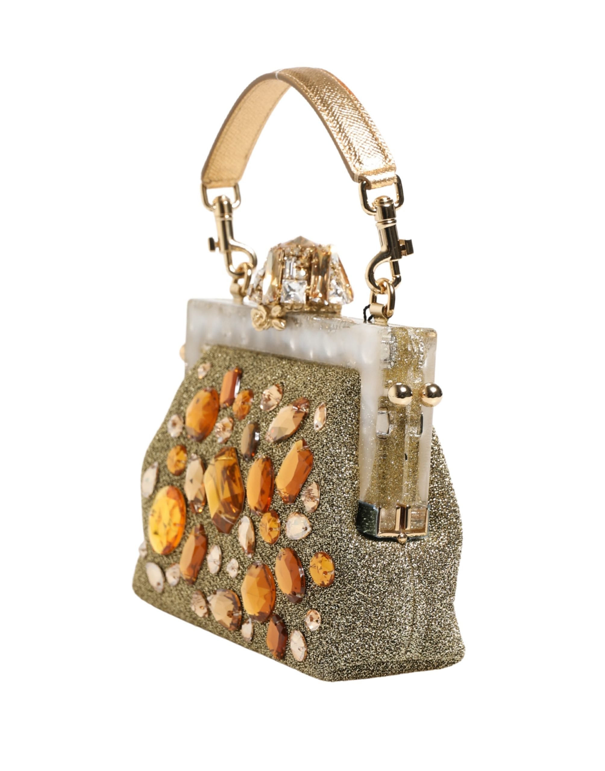 Dolce & Gabbana Gold Vanda Crystal Evening Clutch Shoulder Handbag  Bag