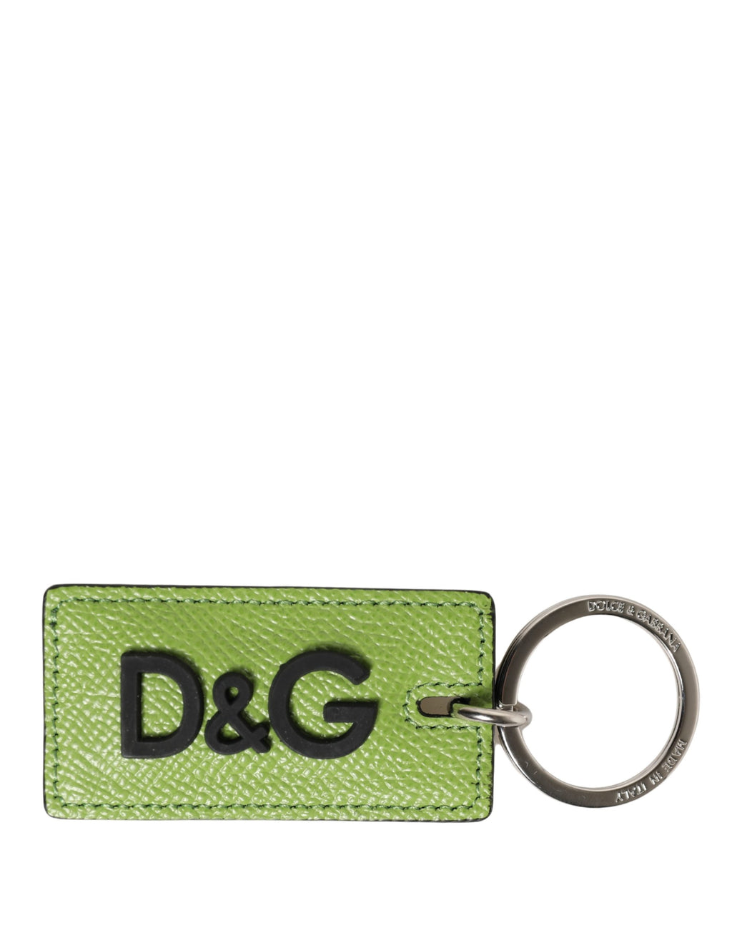 Dolce & Gabbana Green Calf Leather DG Logo Metal Ring Keyring Keychain
