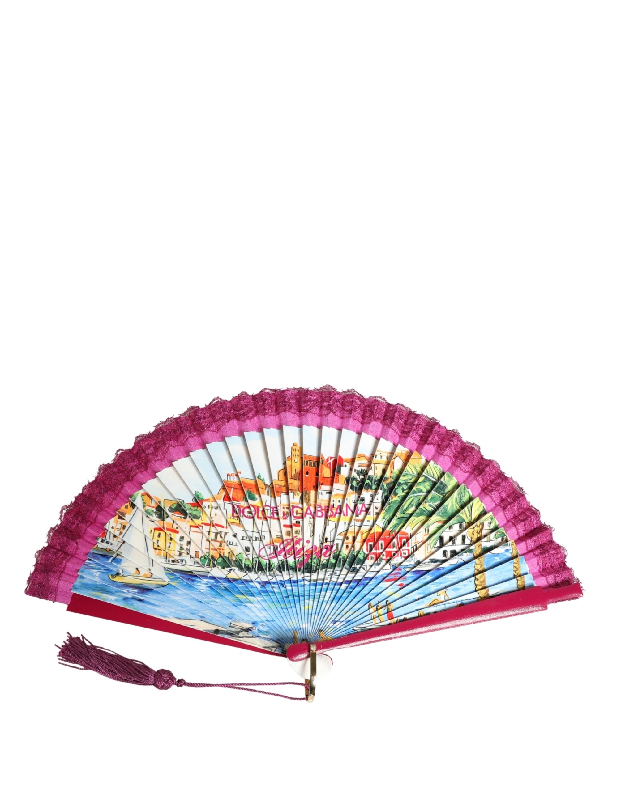 Dolce & Gabbana Multicolor Scenery Decorative Folding WoodCotton Hand Fan