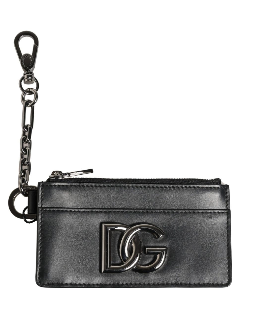 Dolce & Gabbana Black Calfskin Leather DG Logo Card Holder Women Wallet