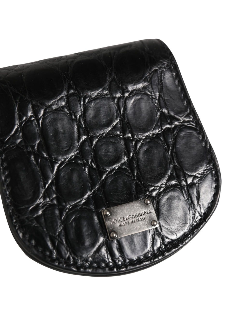 Dolce & Gabbana Black Exotic Skin Condom Case Holder Pocket Wallet