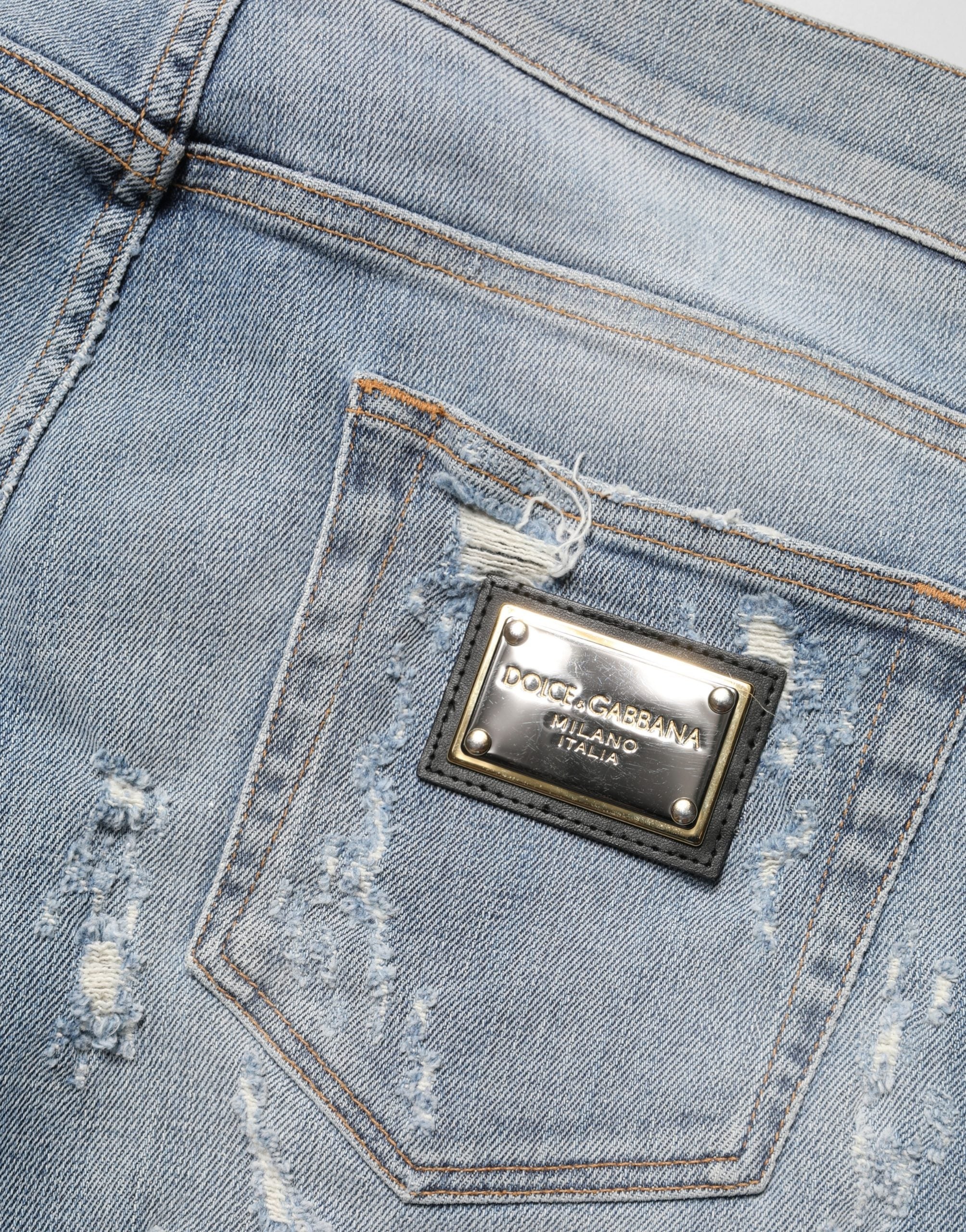 Dolce & Gabbana Light Blue Distressed Skinny Men Denim Jeans