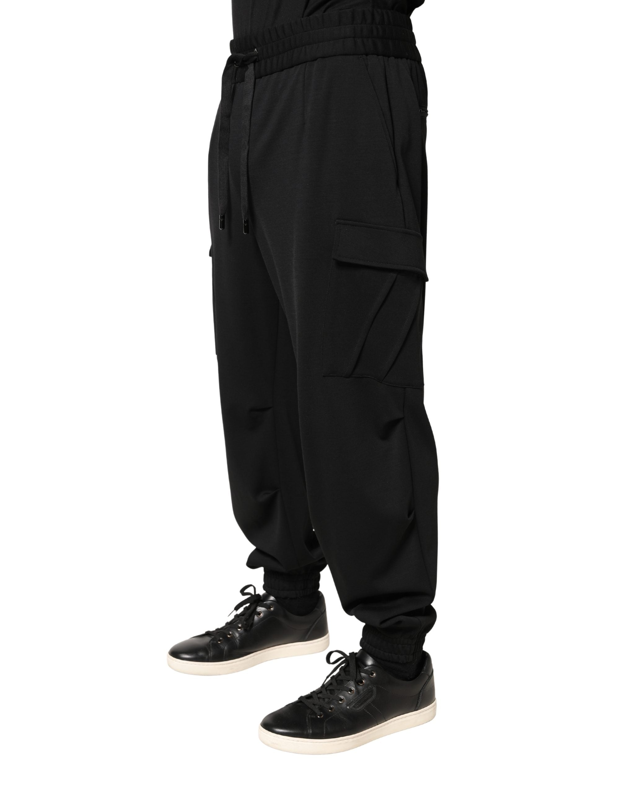 Dolce & Gabbana Black Polyester Cargo Jogger Men Trouser Pants