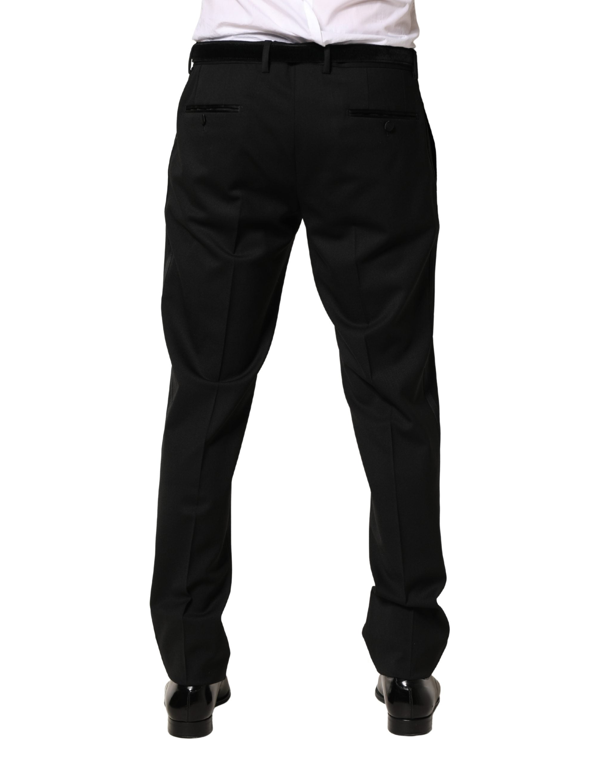 Dolce & Gabbana Black Wool Skinny Men Dress Trouser Pants