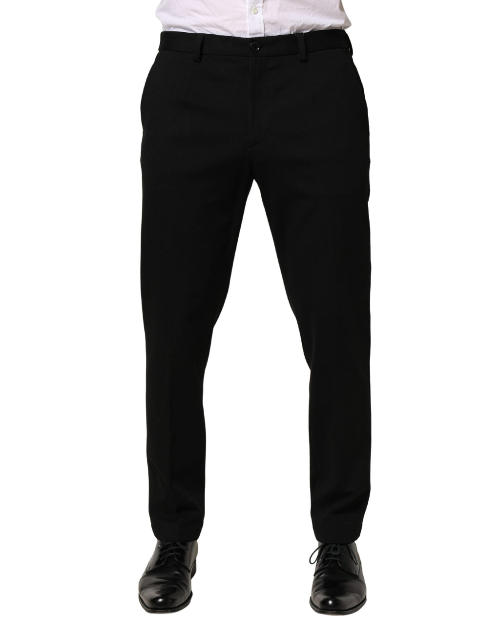 Dolce & Gabbana Black Wool Skinny Men Dress Trouser Pants