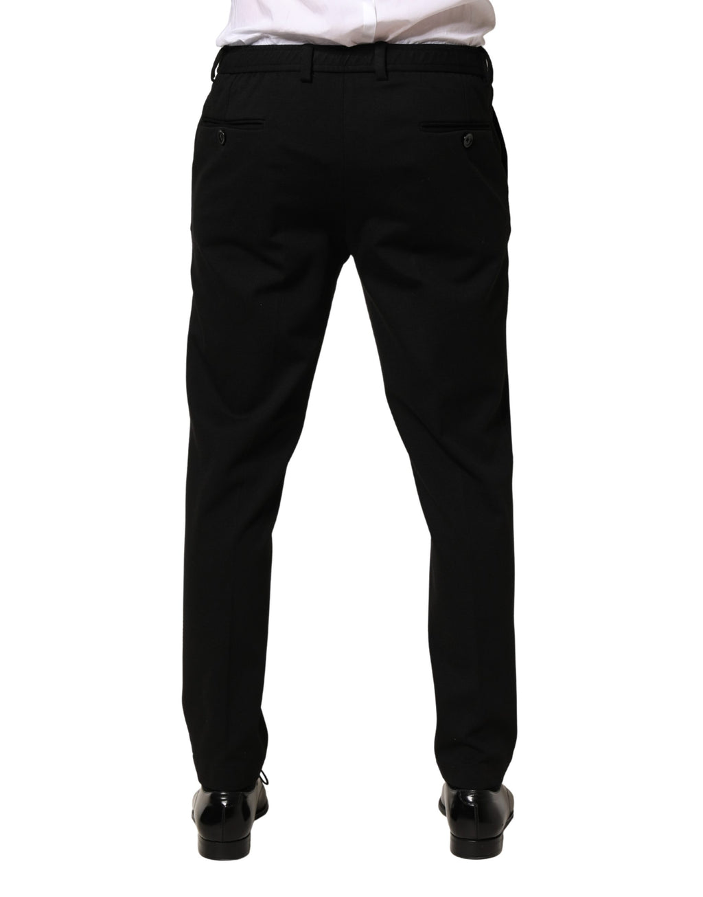 Dolce & Gabbana Black Wool Skinny Men Dress Trouser Pants