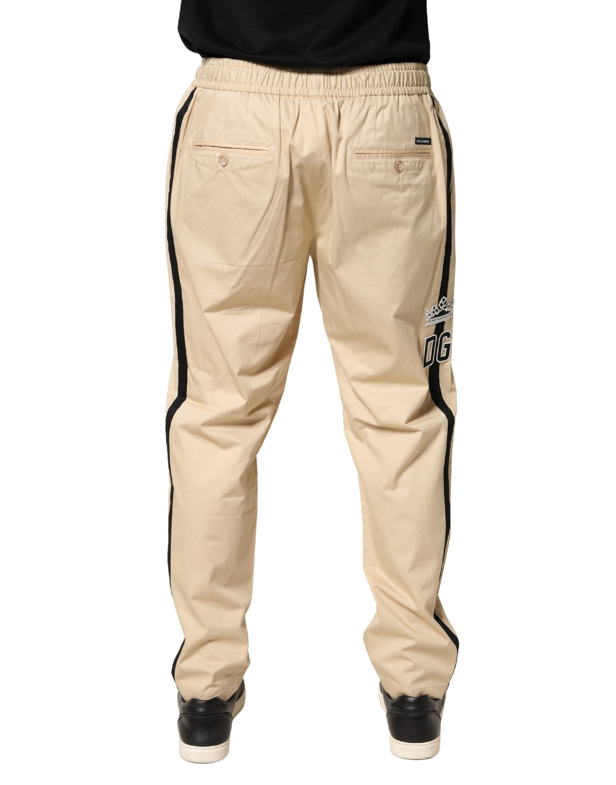 Dolce & Gabbana Beige Cotton Skinny Men Jogger Trouser Pants