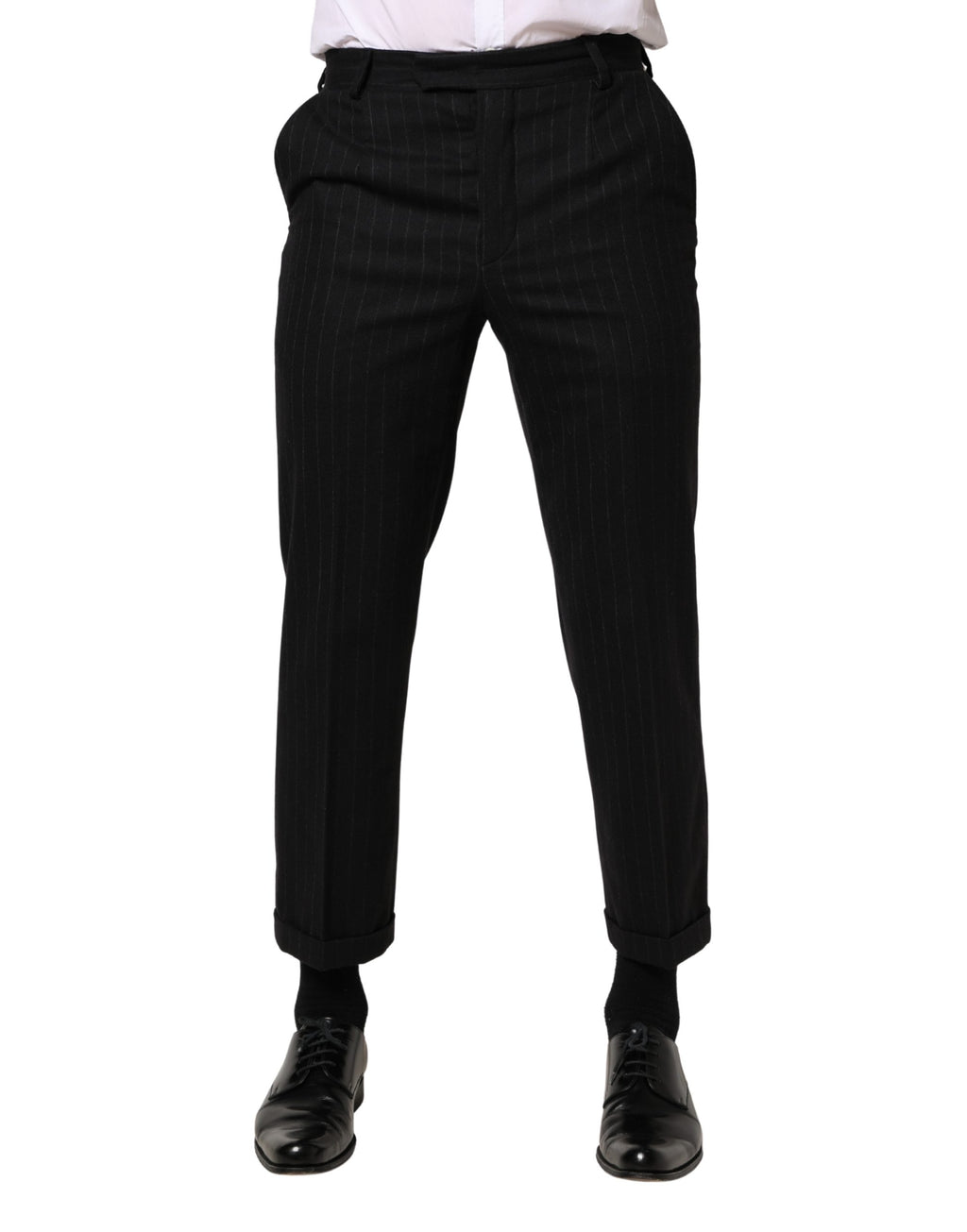 Dolce & Gabbana Black Stripes Wool Dress Formal Trouser Pants