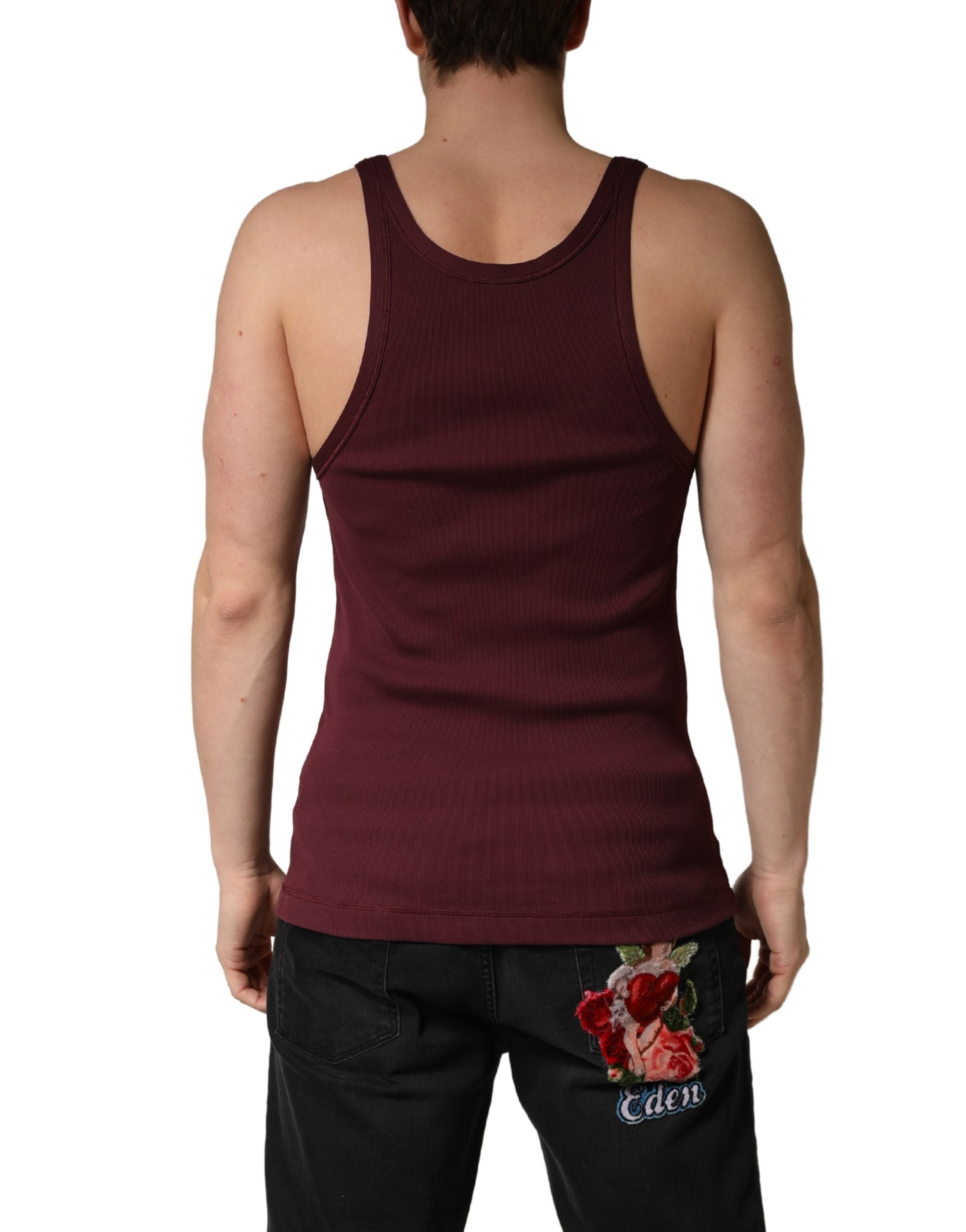 Dolce & Gabbana Maroon Sleeveless Round Neck Tank Top T-shirt