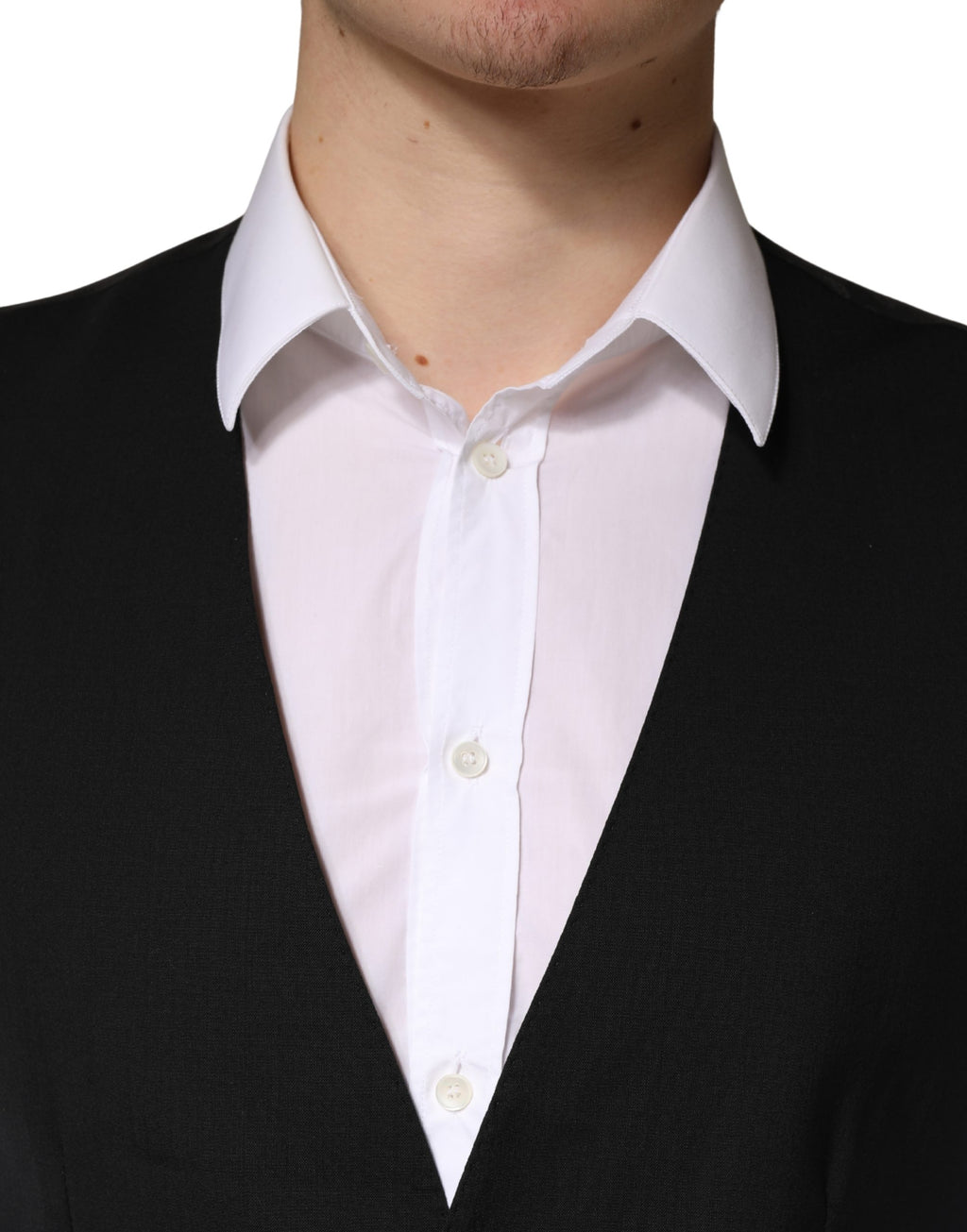 Dolce & Gabbana Black Wool Dress Men Formal Waistcoat Vest