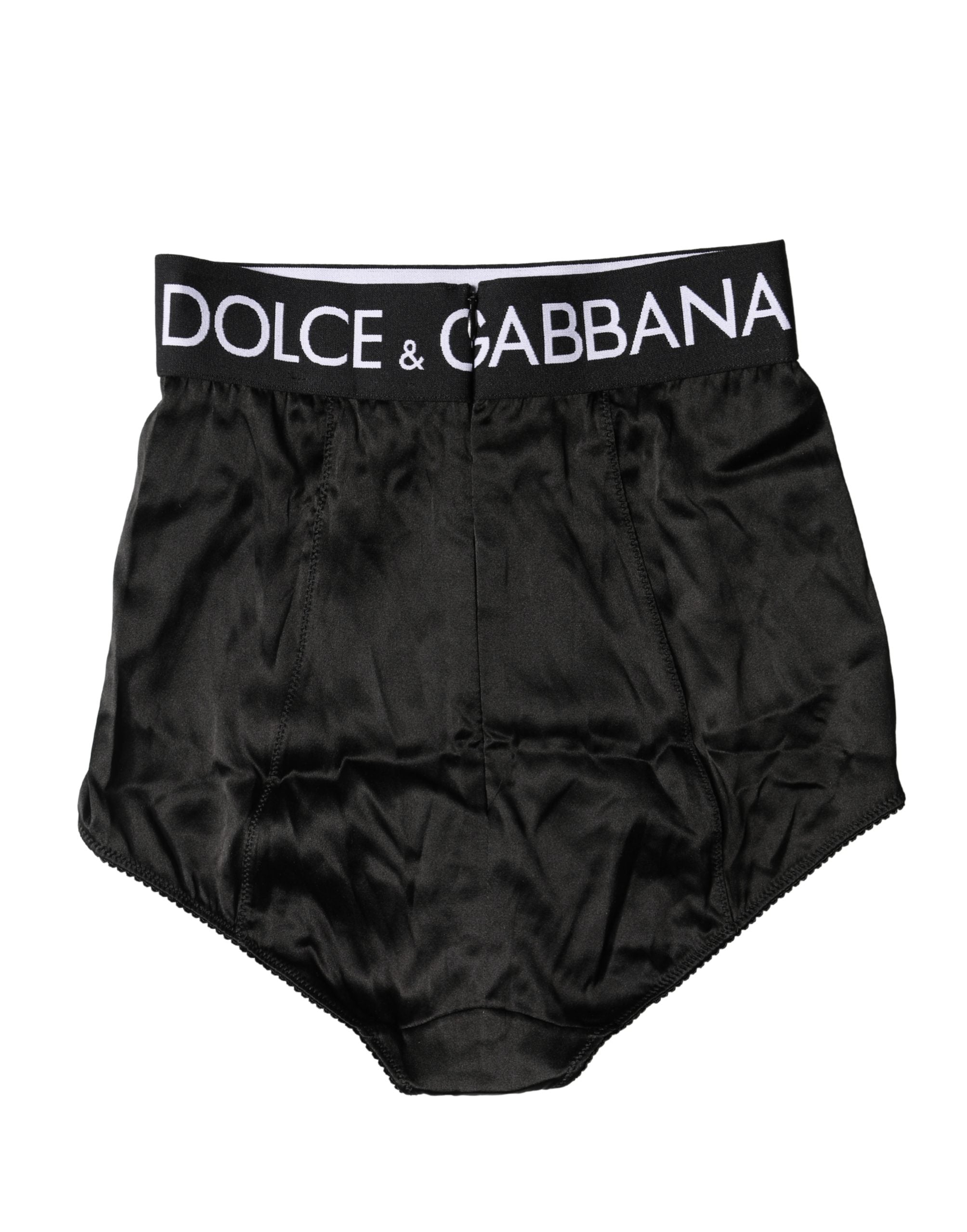 Dolce & Gabbana Black Logo Girdle High Waist Panty  Underwear