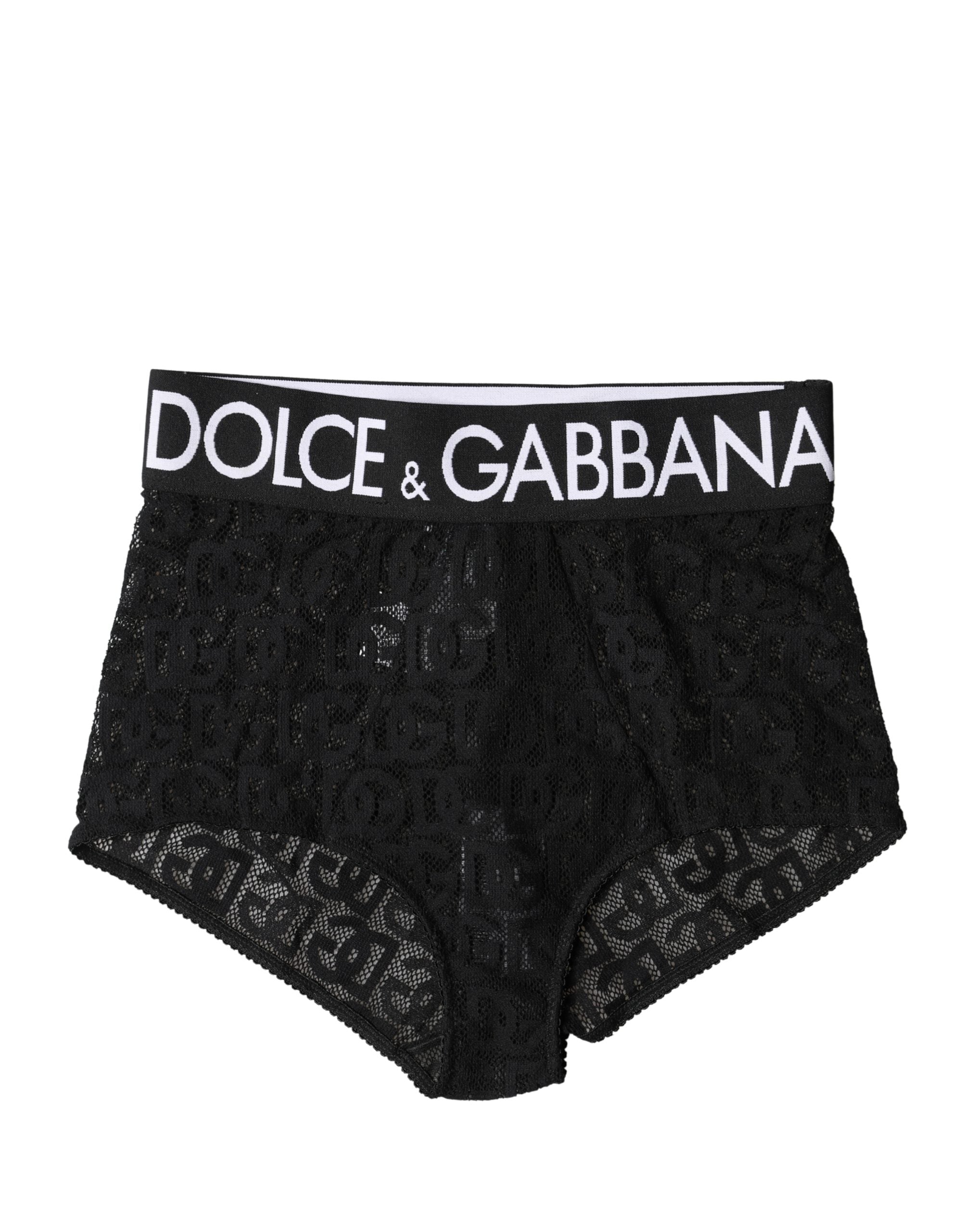 Dolce & Gabbana Black Logo Girdle High Waist Panty Underwear