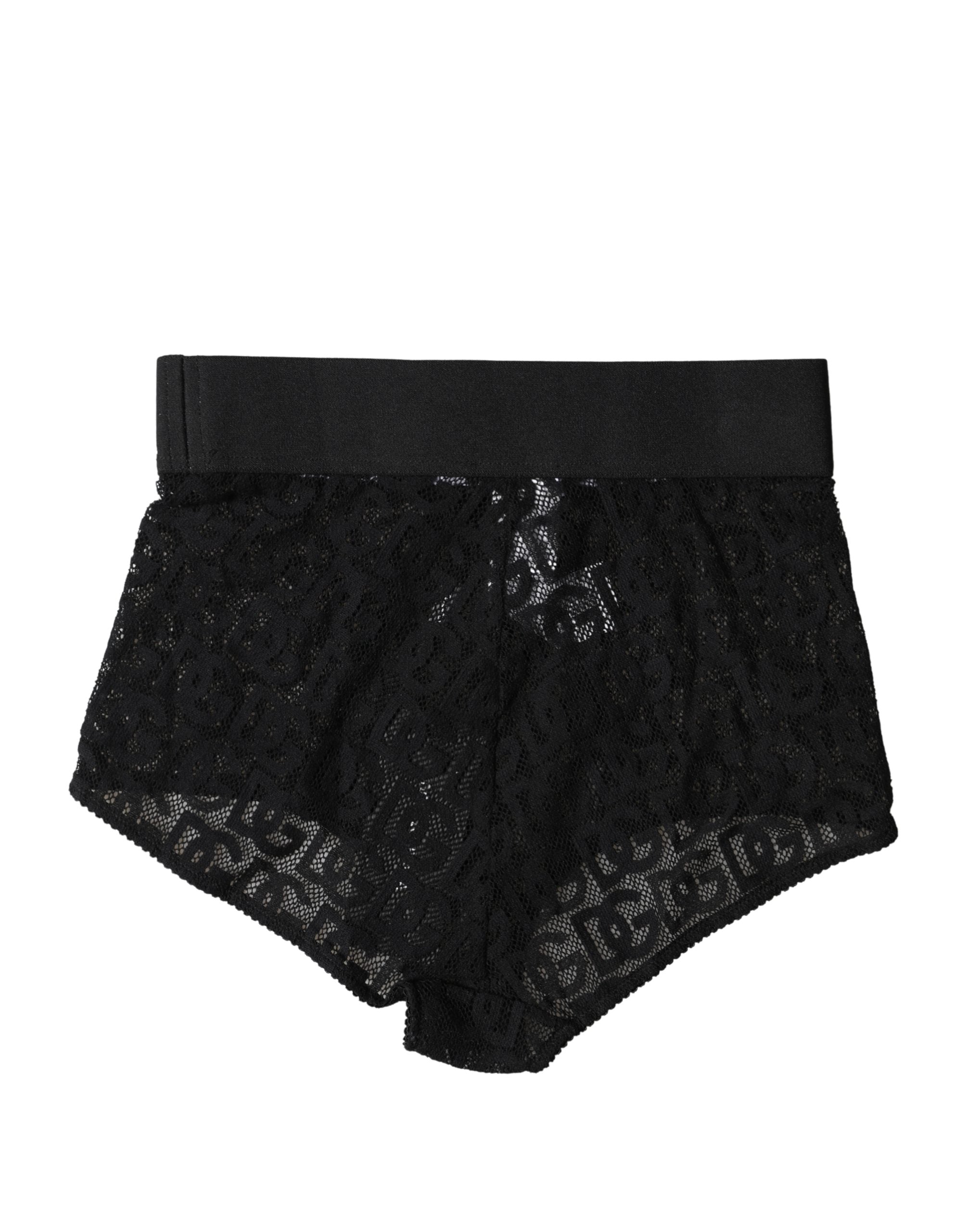 Dolce & Gabbana Black Logo Girdle High Waist Panty Underwear