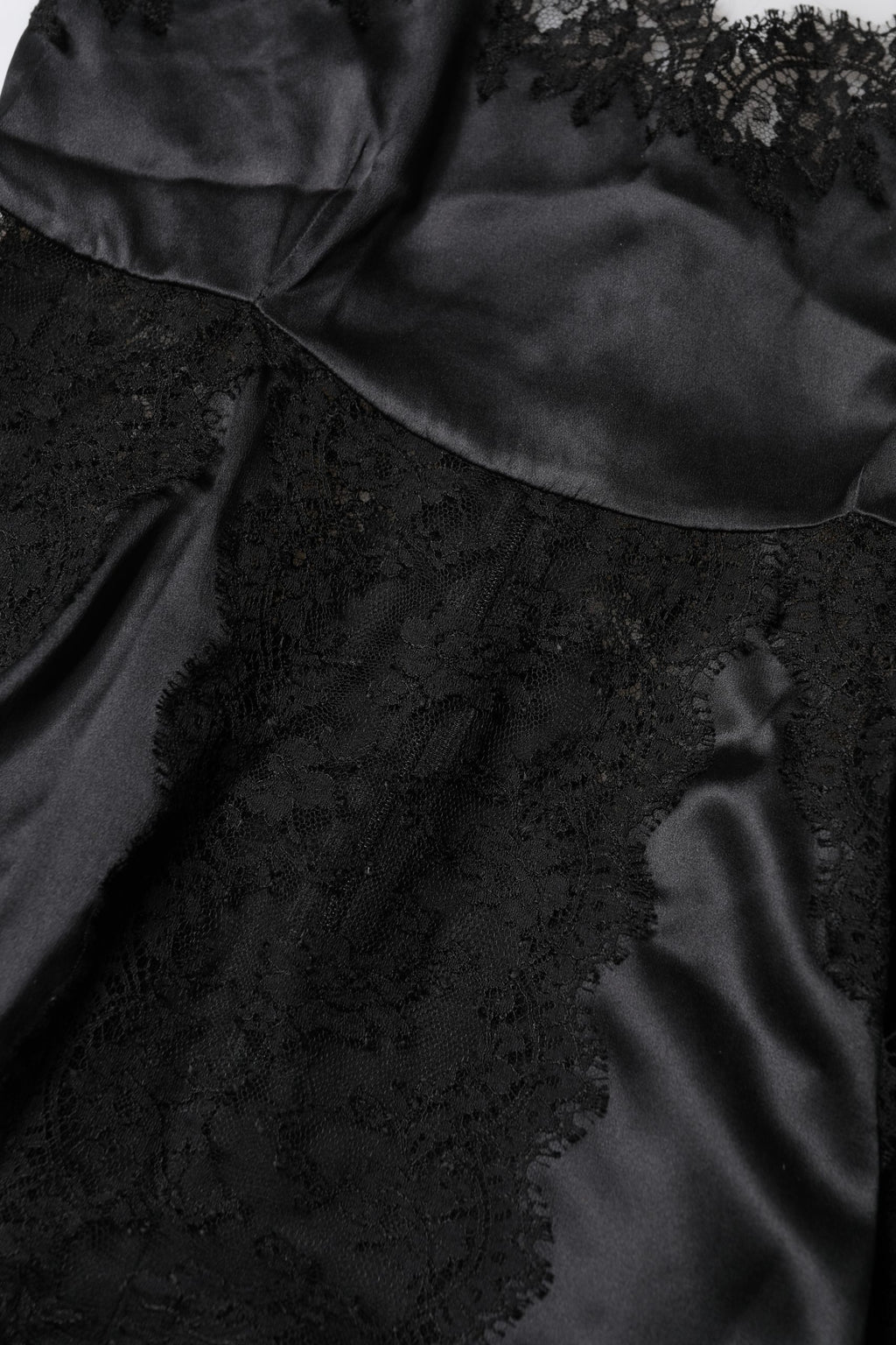 Dolce & Gabbana Black Silk Lace Trim Lingerie Top Underwear