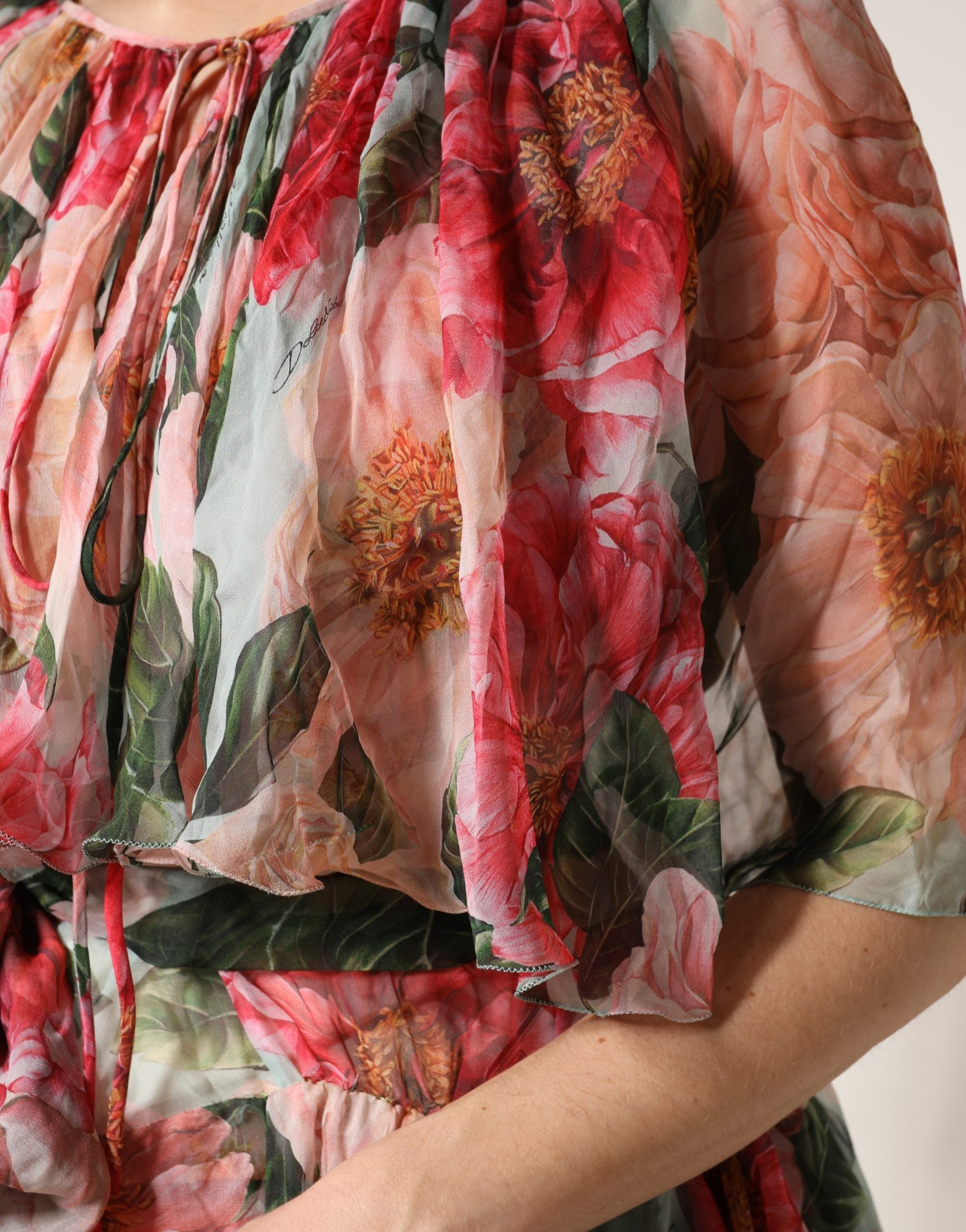 Dolce & Gabbana Multicolor Floral Silk Layered Maxi Dress