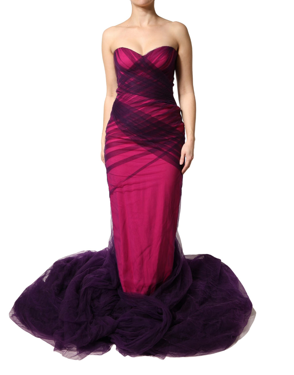 Dolce & Gabbana Pink Black Strapless Sheath Mermaid  Dress