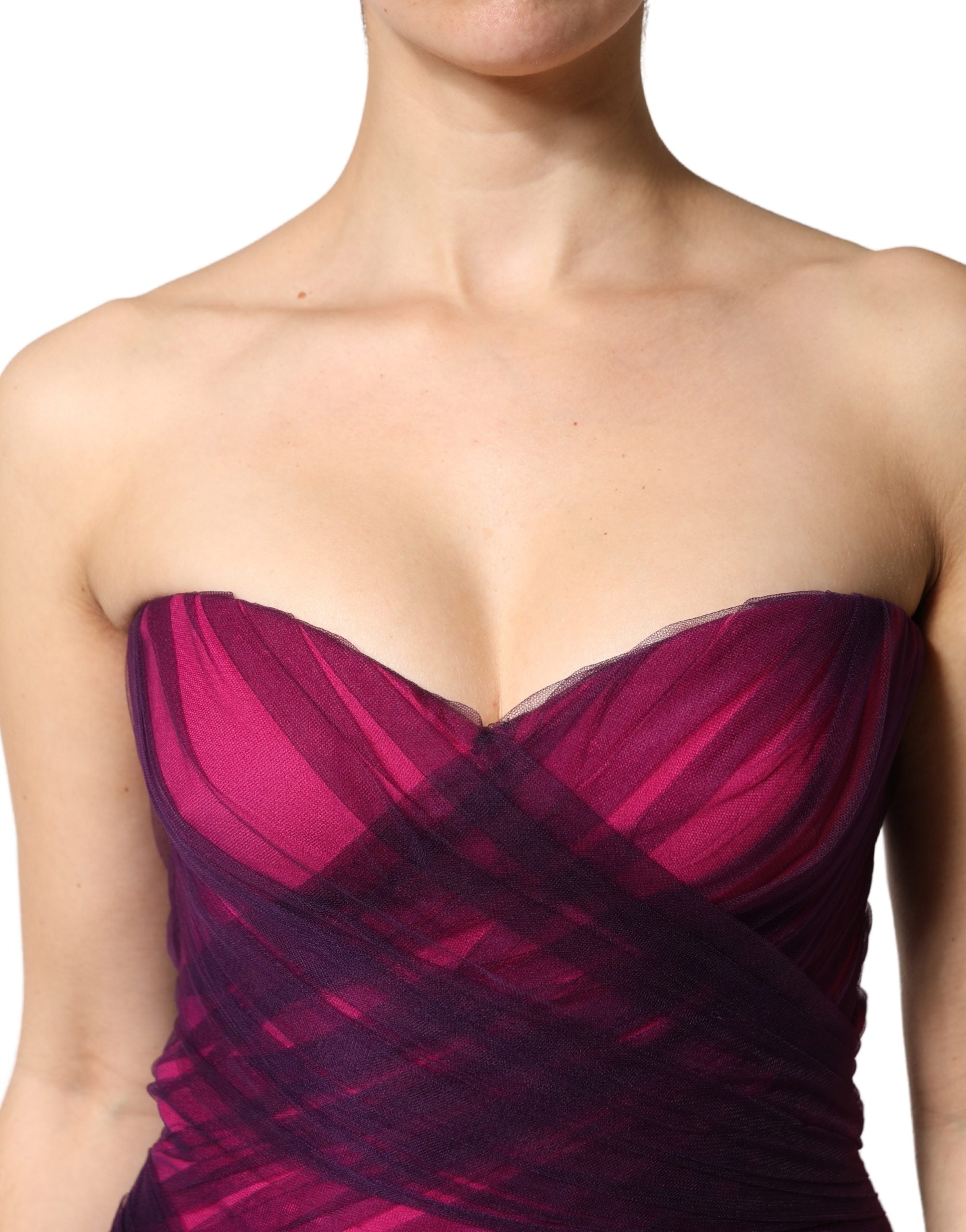 Dolce & Gabbana Pink Black Strapless Sheath Mermaid  Dress