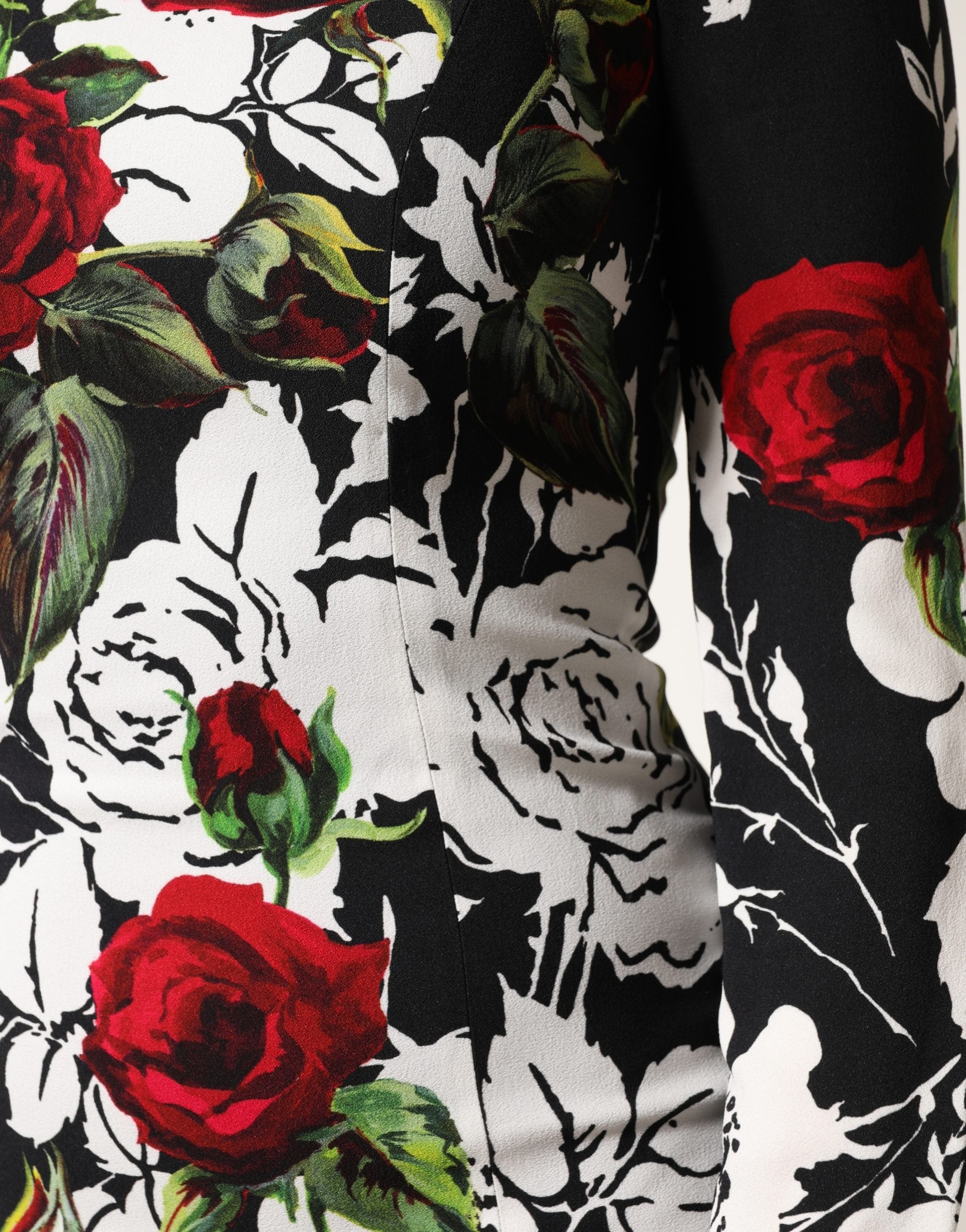Dolce & Gabbana Black Floral Viscose Bodycon Long Gown Dress