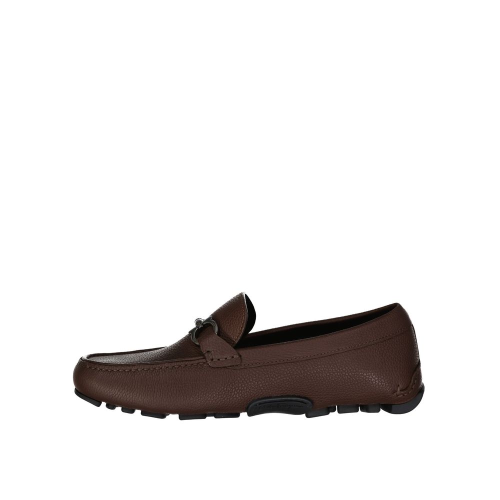 Salvatore Ferragamo Brown Calfskin Slip-On Loafers