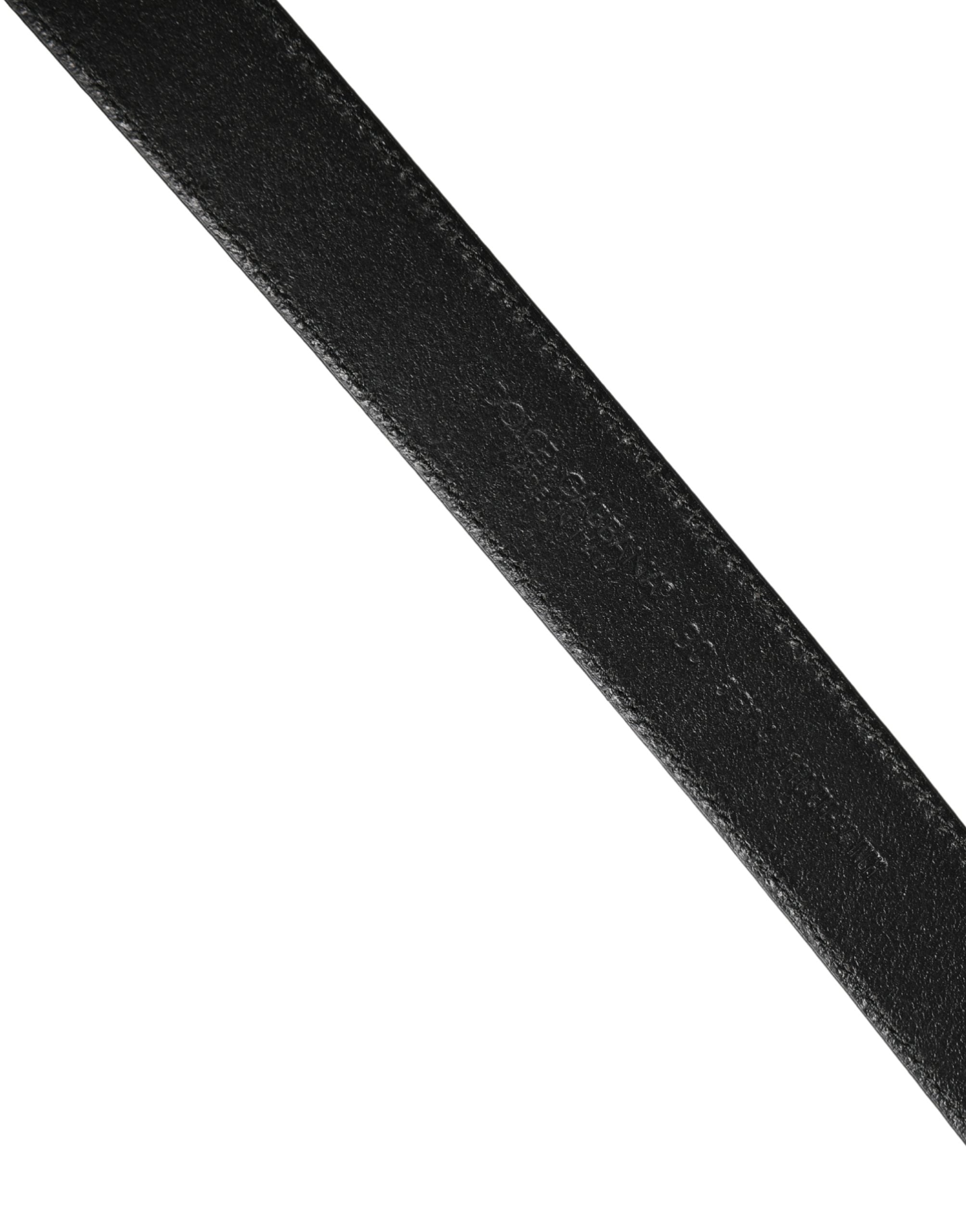 Dolce & Gabbana Men Black Classic Leather Metal Buckle Belt