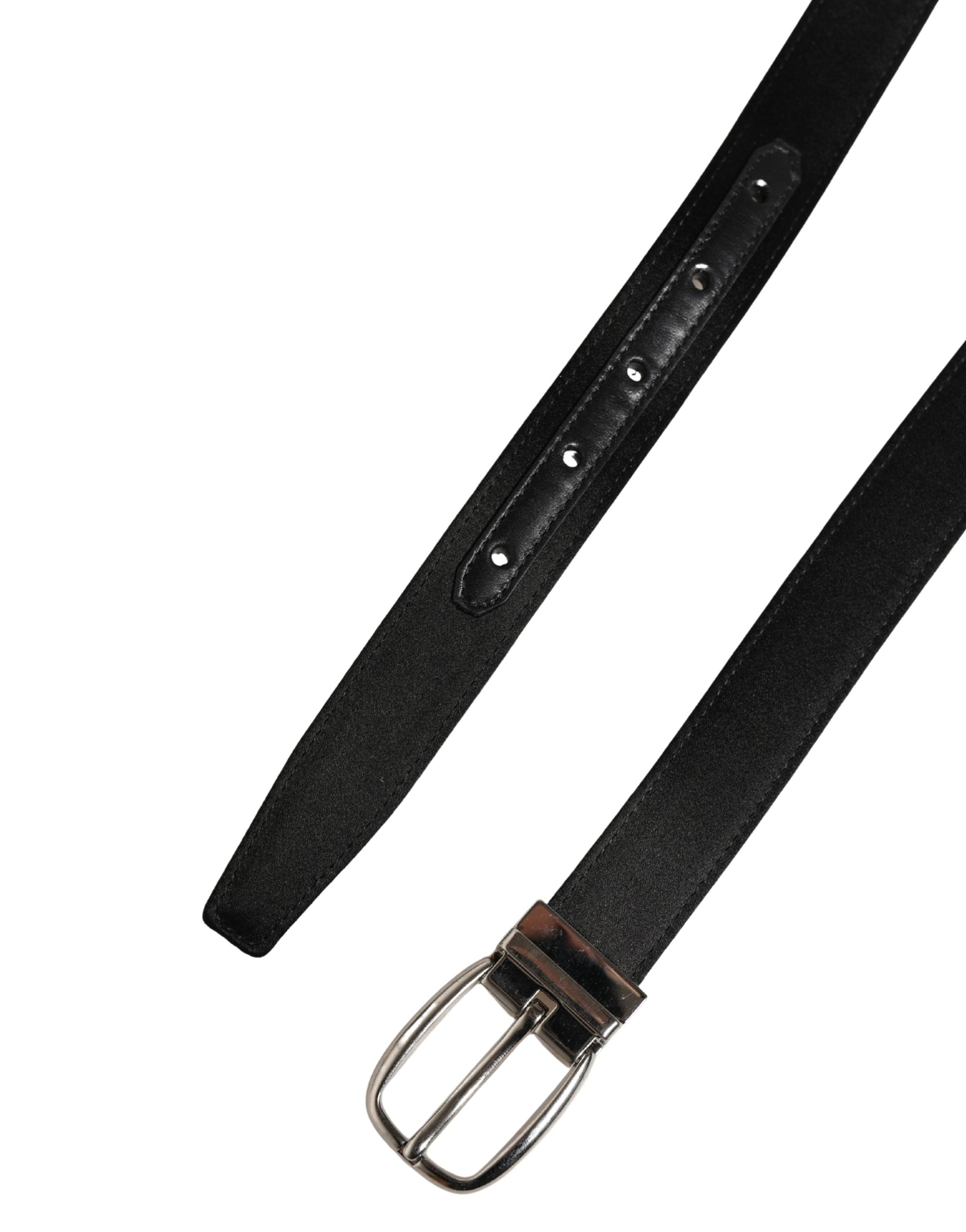Dolce & Gabbana Men Black Classic Leather Metal Buckle Belt