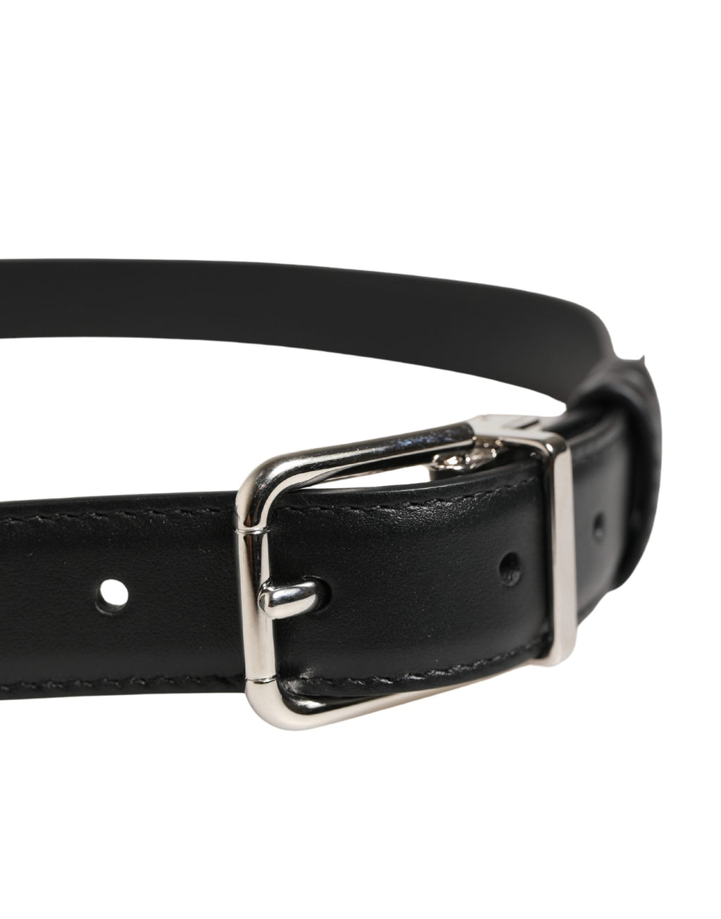 Dolce & Gabbana Men Black Classic Leather Metal Buckle Belt