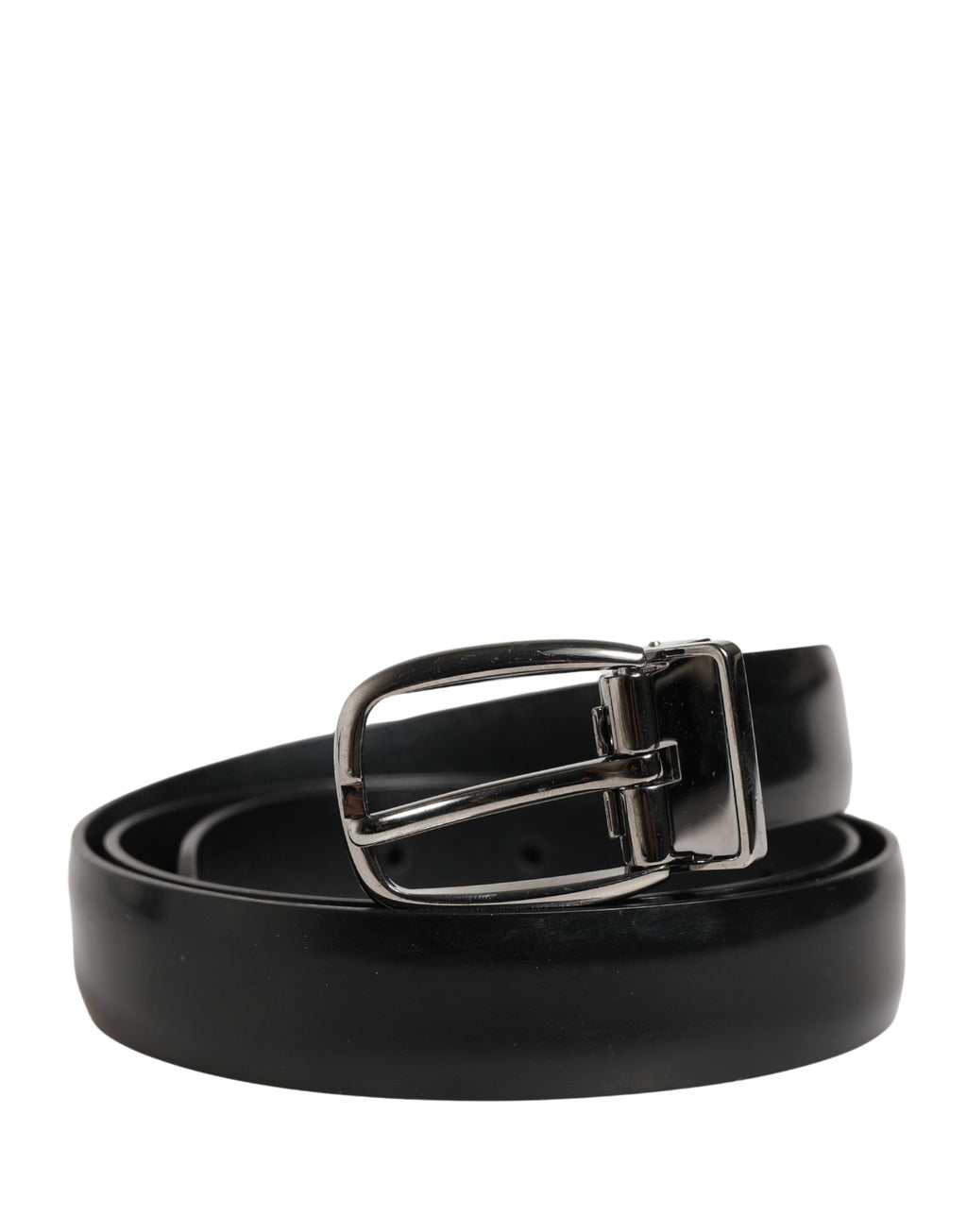 Dolce & Gabbana Men Black Classic Leather Metal Buckle Belt