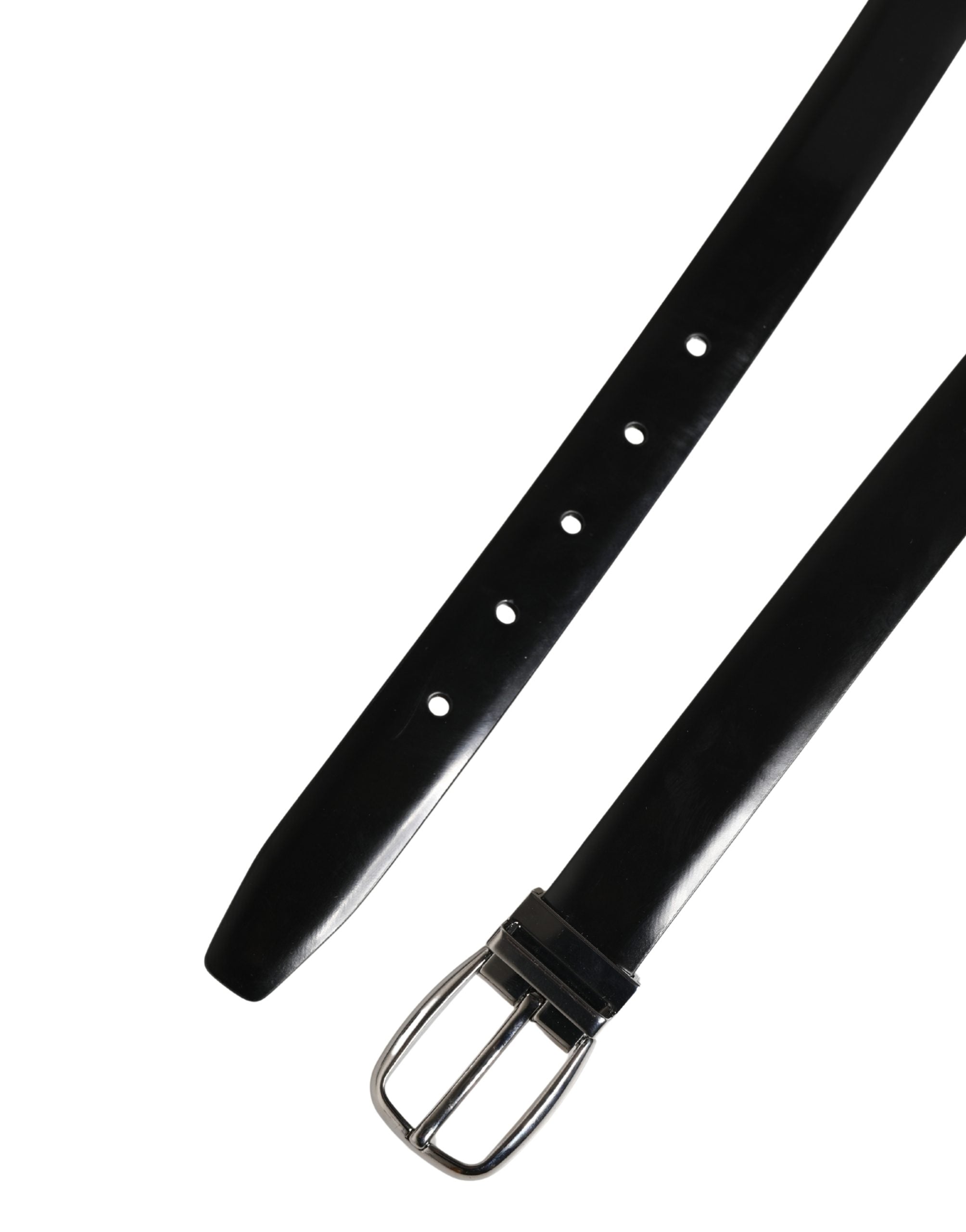 Dolce & Gabbana Men Black Classic Leather Metal Buckle Belt