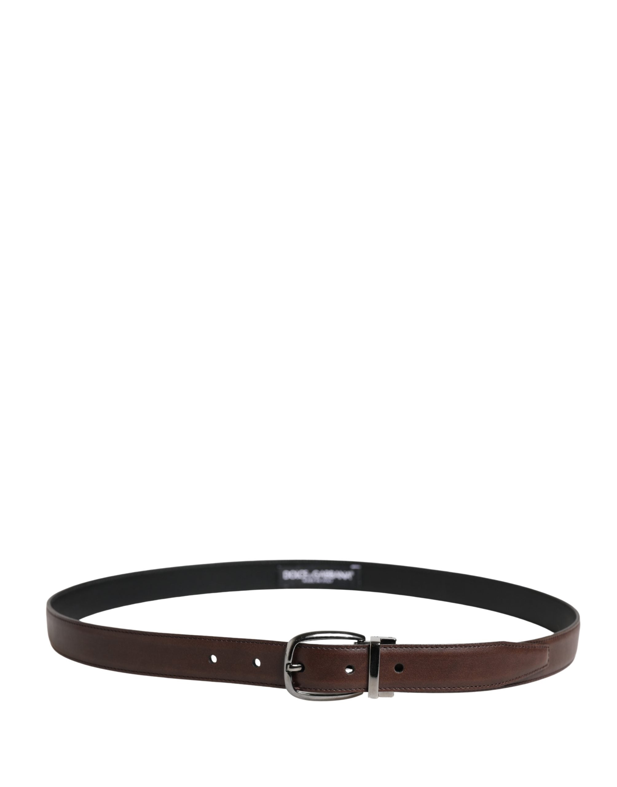Dolce & Gabbana Men Brown Classic Leather Metal Buckle Belt