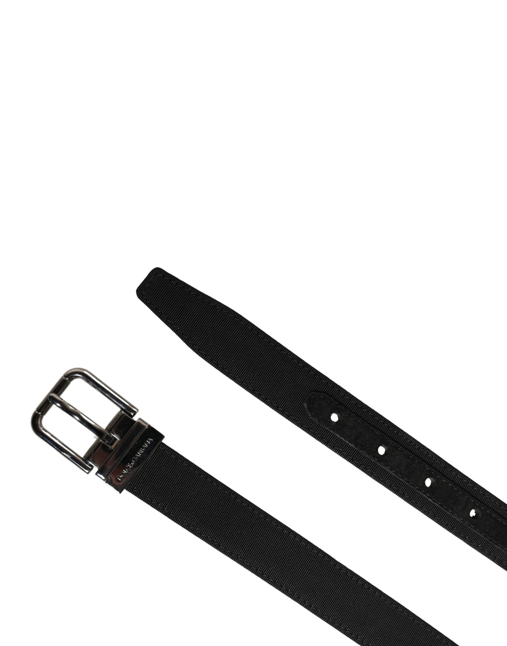 Dolce & Gabbana Men Black Viscose Leather Metal Buckle Belt