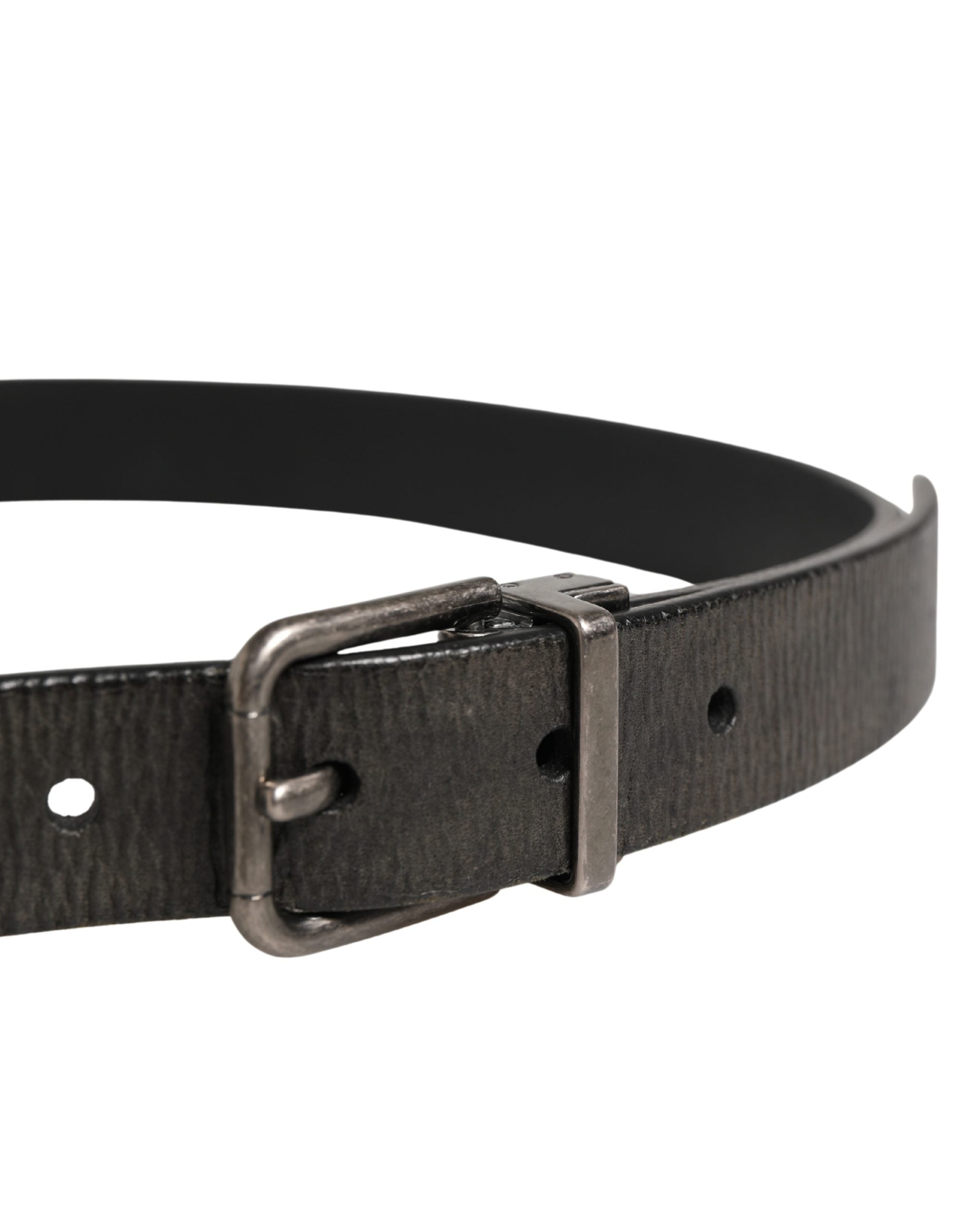 Dolce & Gabbana Men Black Classic Leather Metal Buckle Belt