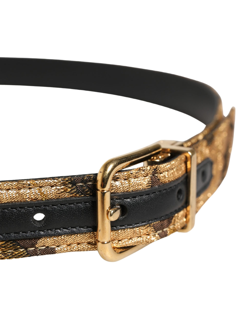 Dolce & Gabbana Beige Acetate Leather Gold Metal Buckle Belt