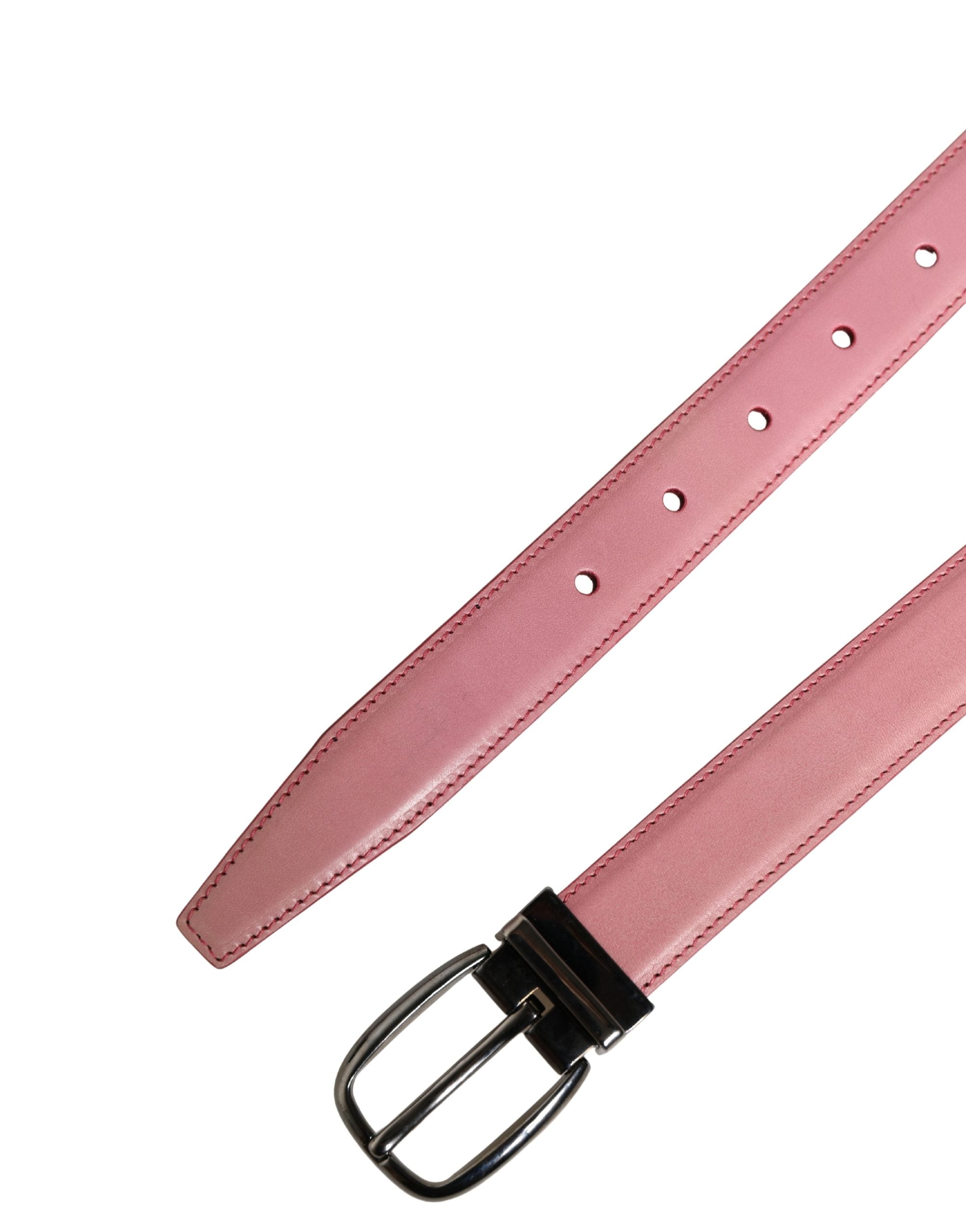 Dolce & Gabbana Men Pink Classic Leather Metal Buckle Belt