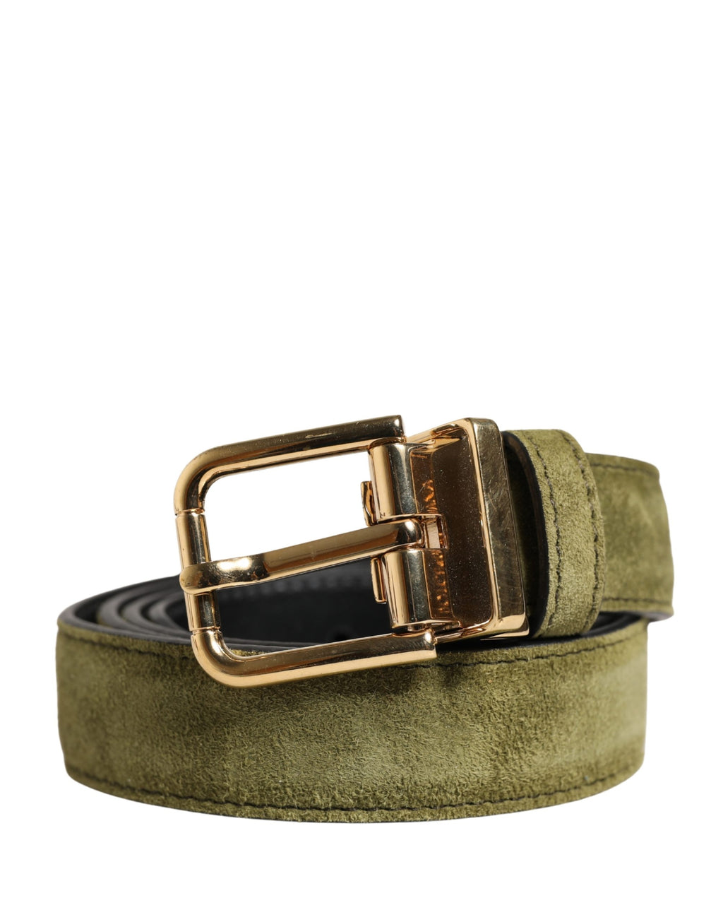 Dolce & Gabbana Men Green Velvet Leather Metal Buckle Belt