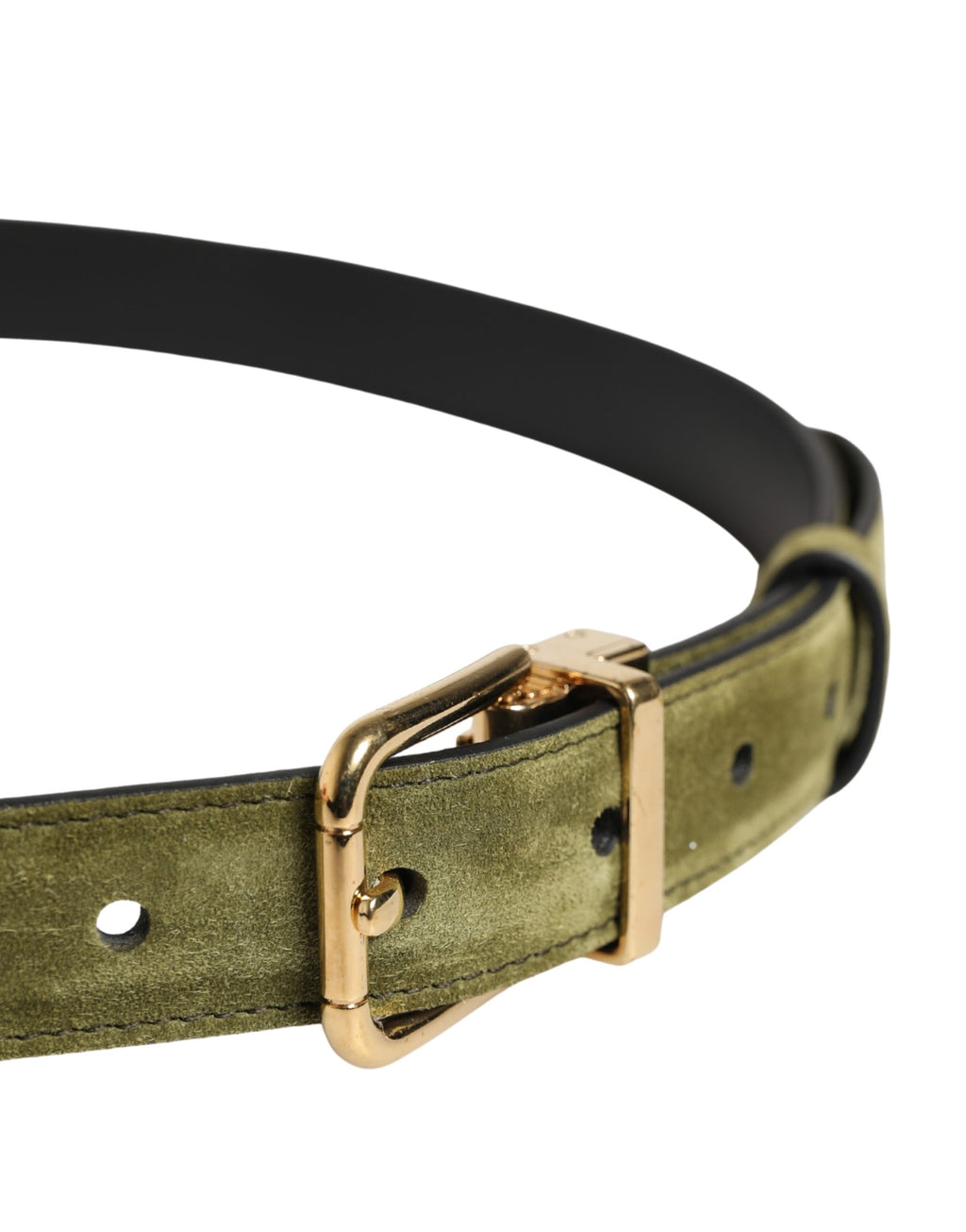 Dolce & Gabbana Men Green Velvet Leather Metal Buckle Belt