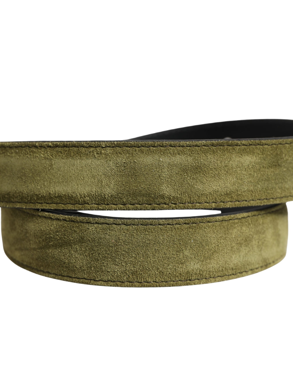 Dolce & Gabbana Men Green Velvet Leather Metal Buckle Belt