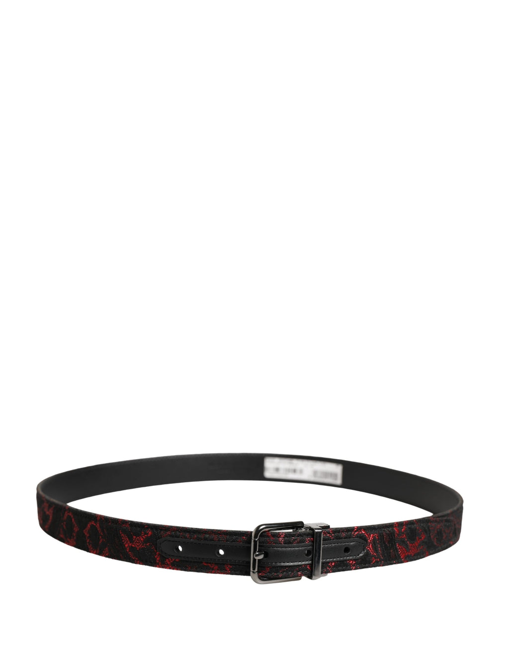Dolce & Gabbana Black Red Polyester Silver Metal Buckle Belt