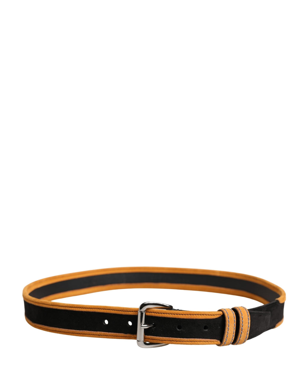 Dolce & Gabbana Men Black Orange Polyester Metal Buckle Belt