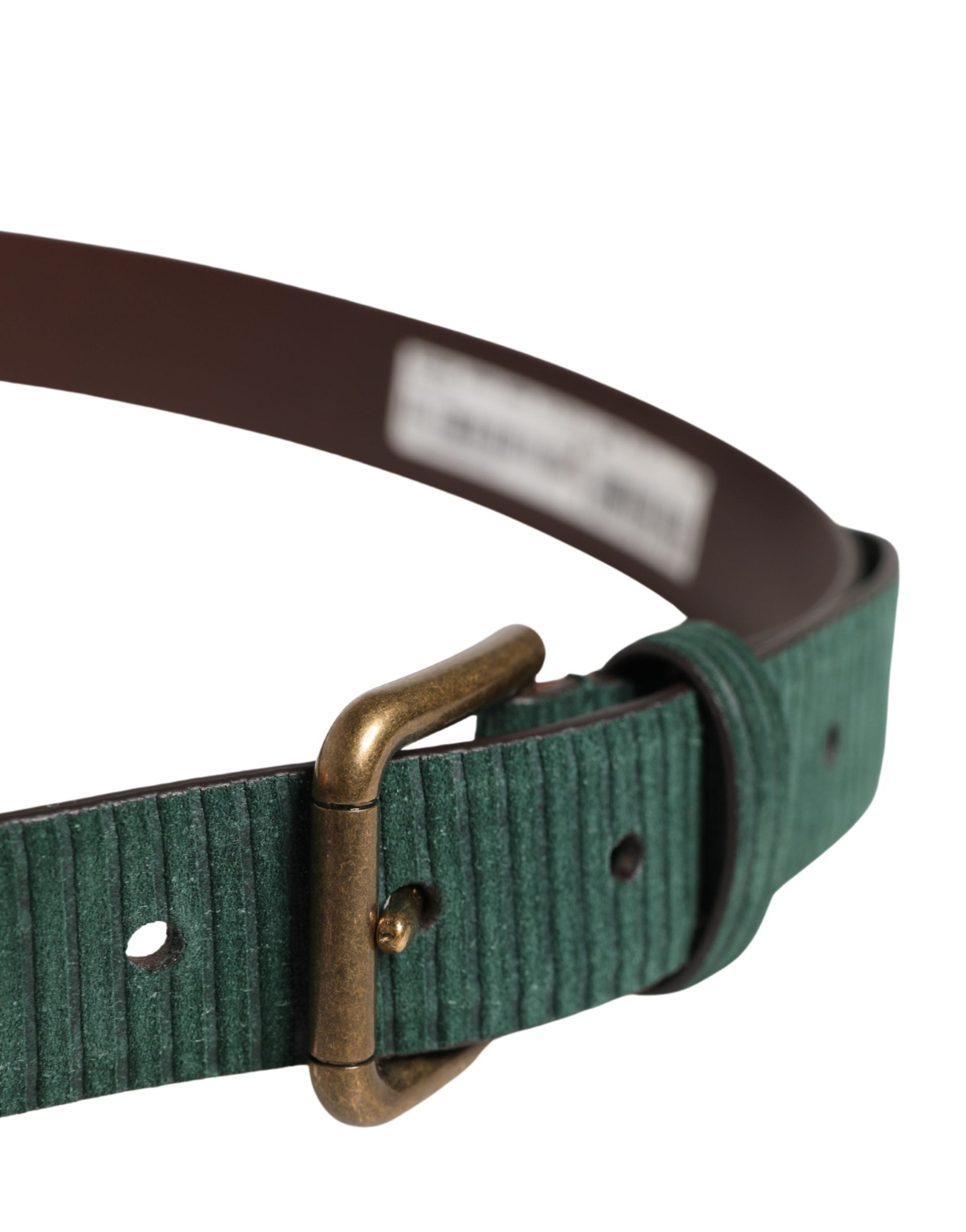 Dolce & Gabbana Men Green Velvet Leather Metal Buckle Belt