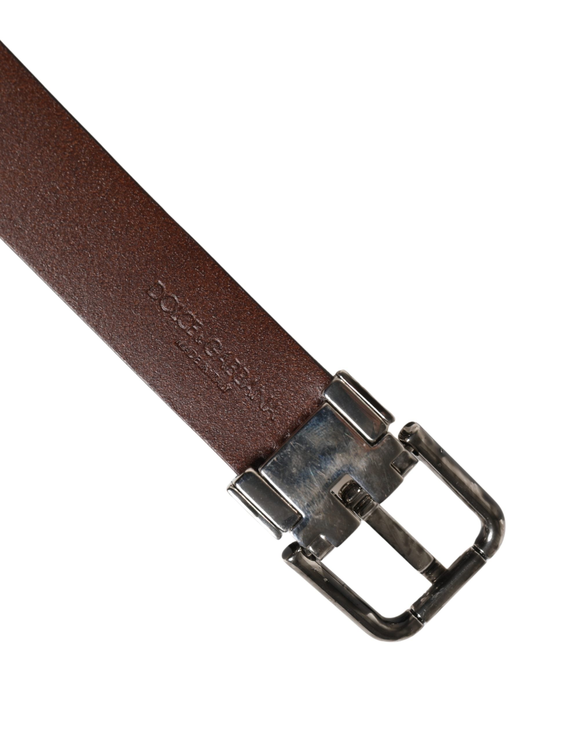 Dolce & Gabbana Men Brown Classic Leather Metal Buckle Belt