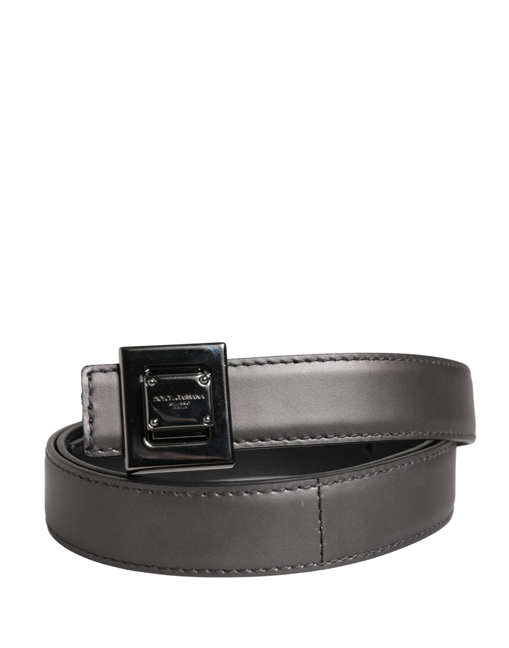 Dolce & Gabbana Men Silver Classic Leather Square Buckle Belt