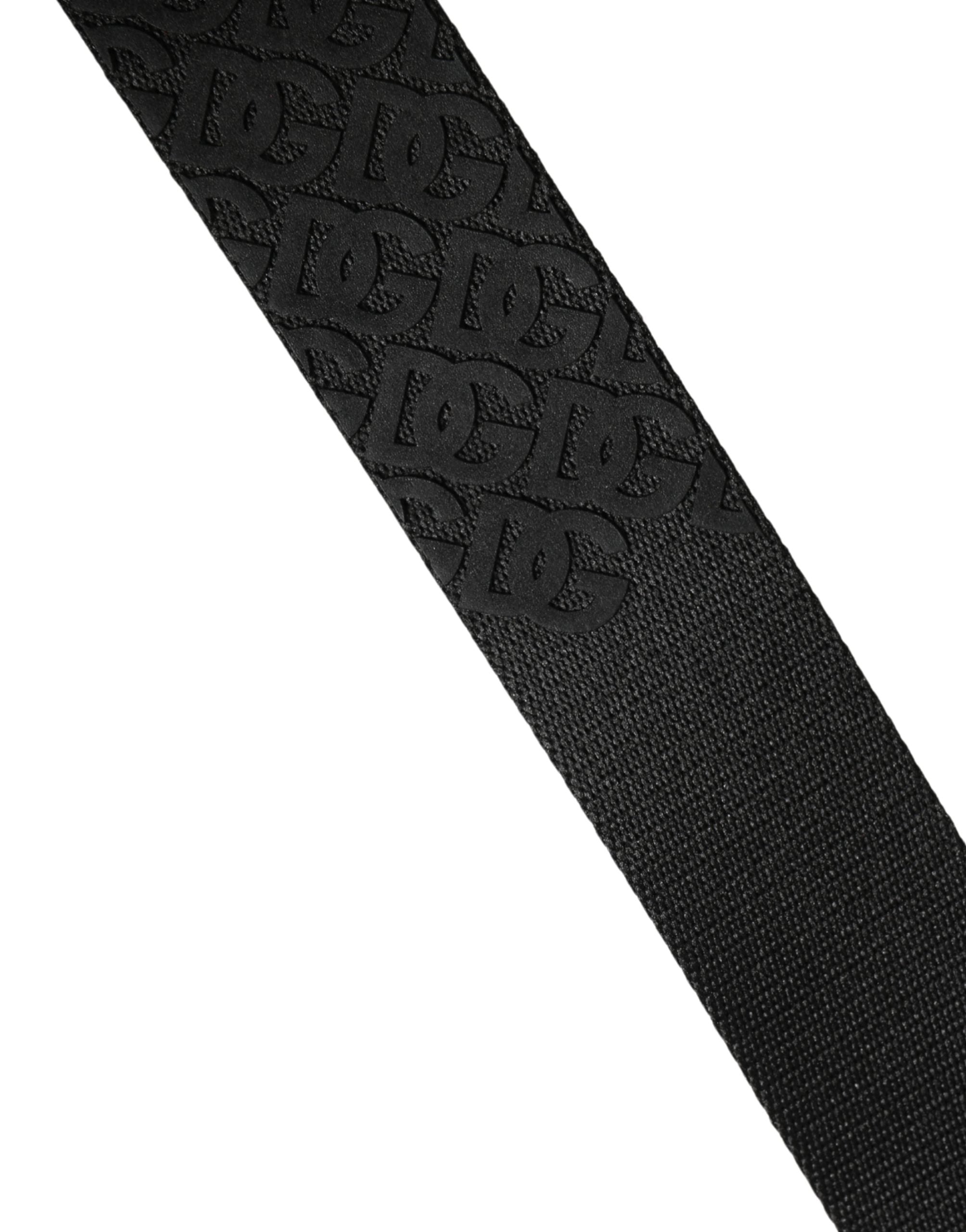 Dolce & Gabbana Men Black DG Logo Polyester Metal Buckle Belt